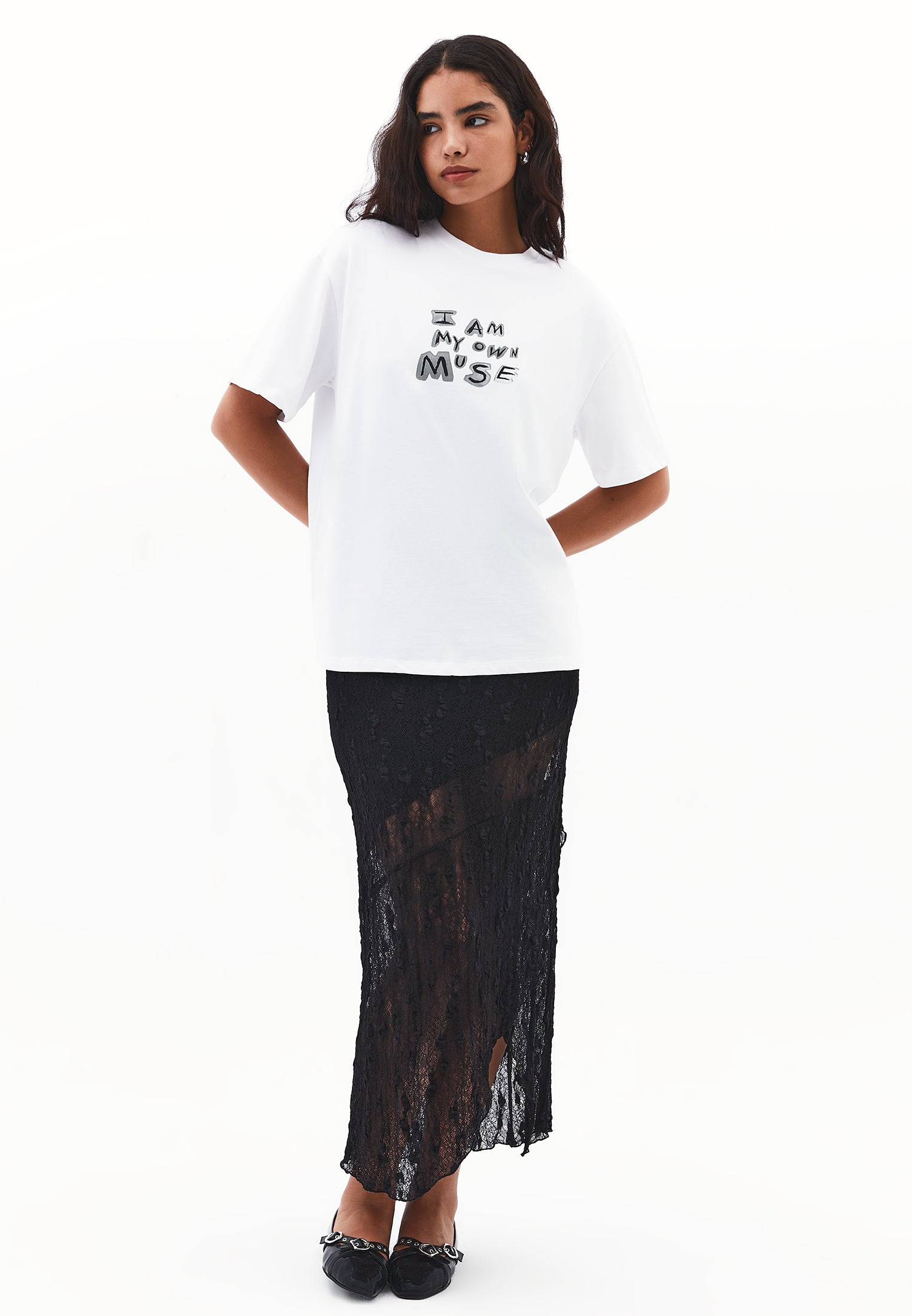 Oversize Printed T-Shirt - WHITE