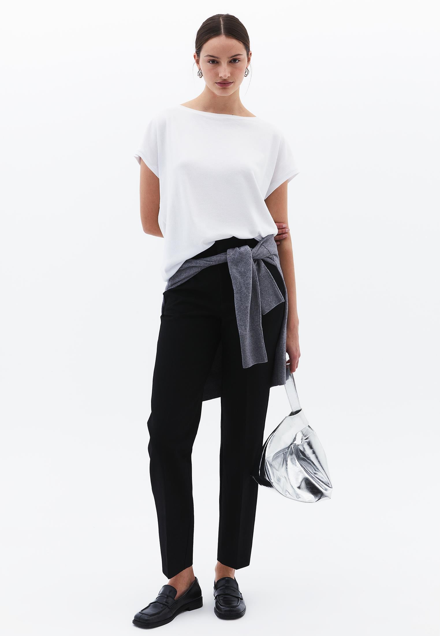 Boat Neck Sleeveless T-Shirt - WHITE