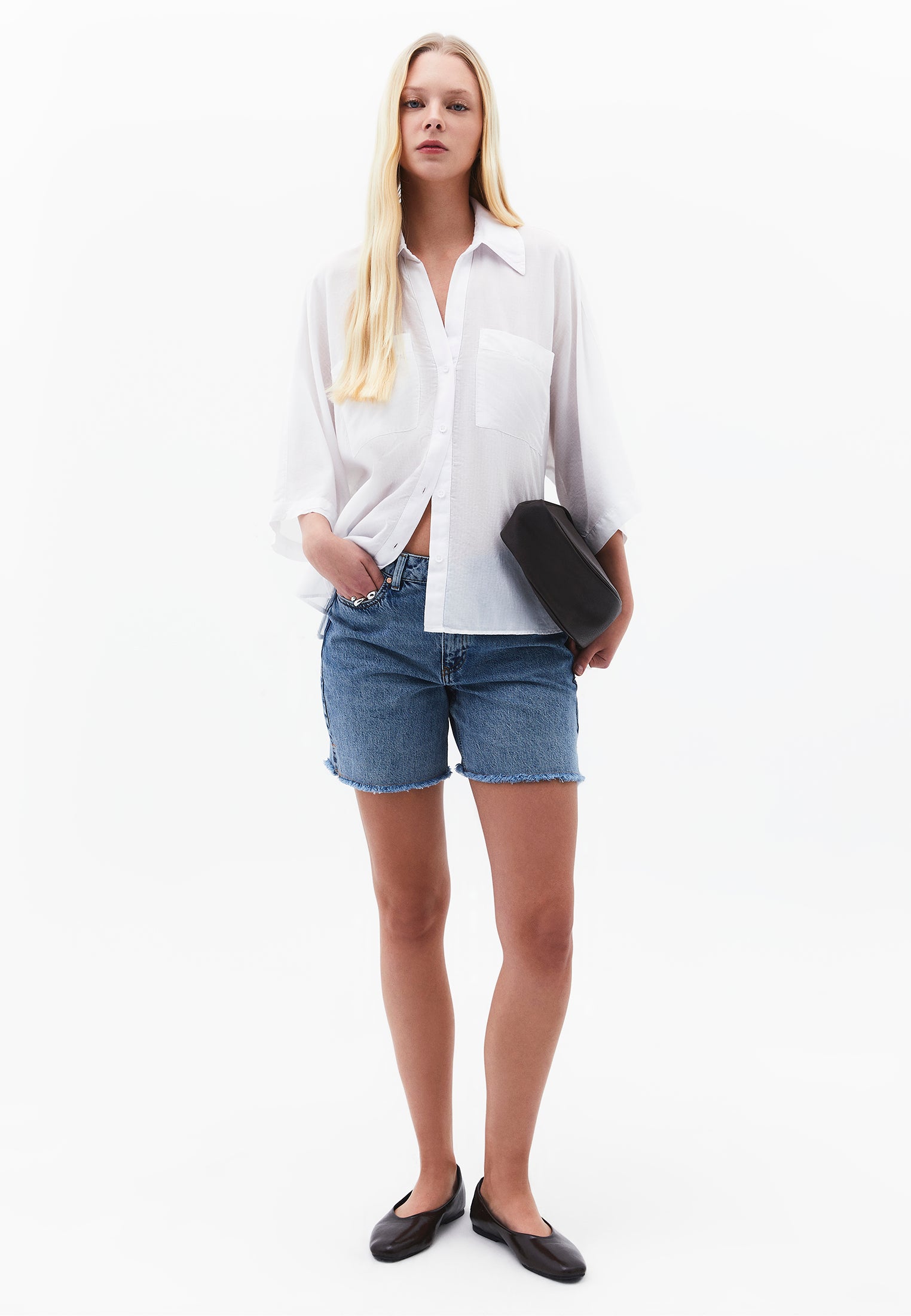 Oversize Shirt With Pocket Detail - WHITE