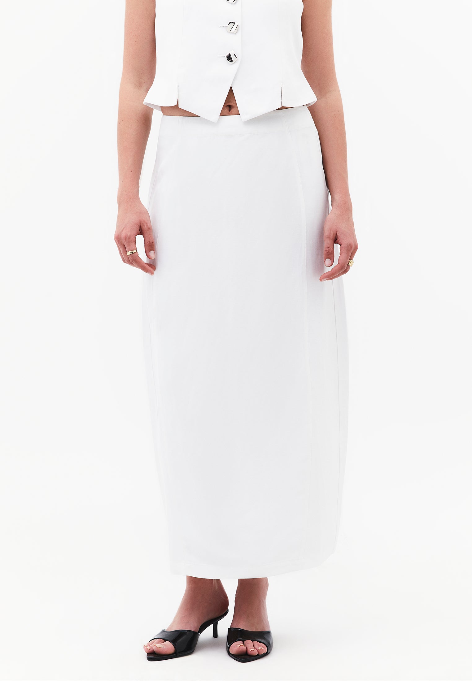 Maxi Skirt With Slit Detail - WHITE
