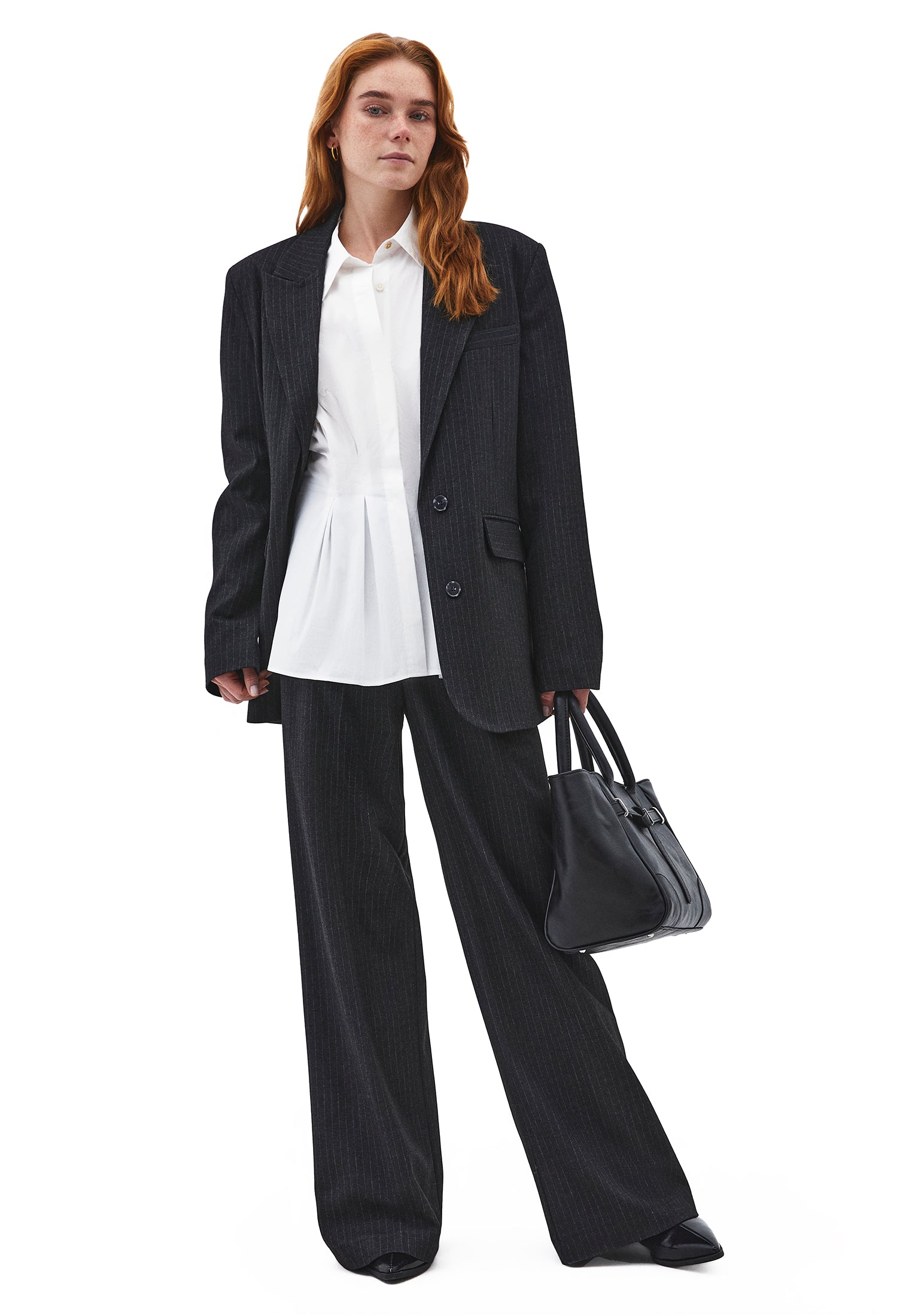 Standard Pleated Shirt With Closed Fit - WHITE