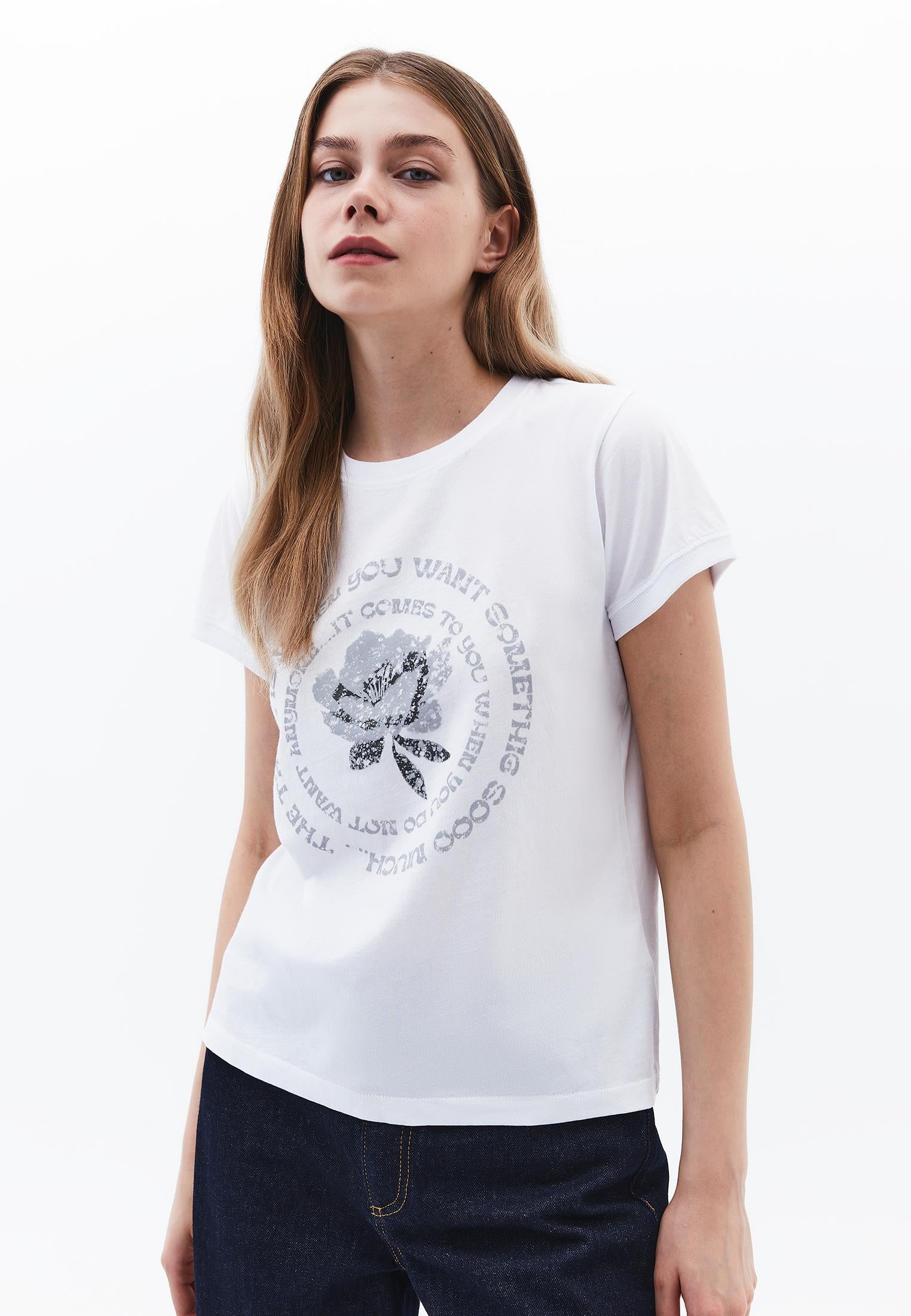 Crew Neck Short Sleeve T-Shirt - WHITE