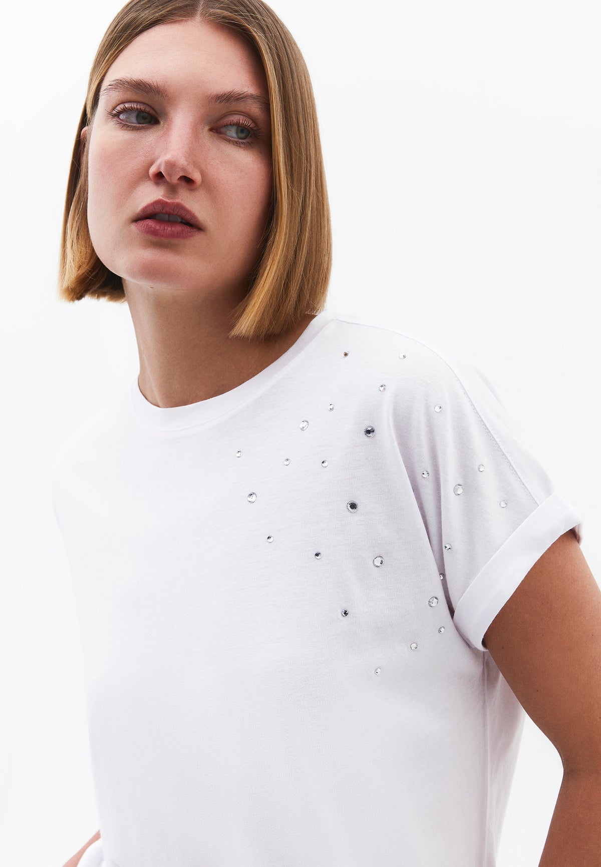 Stony Boat Neck Short Sleeve T-Shirt - White
