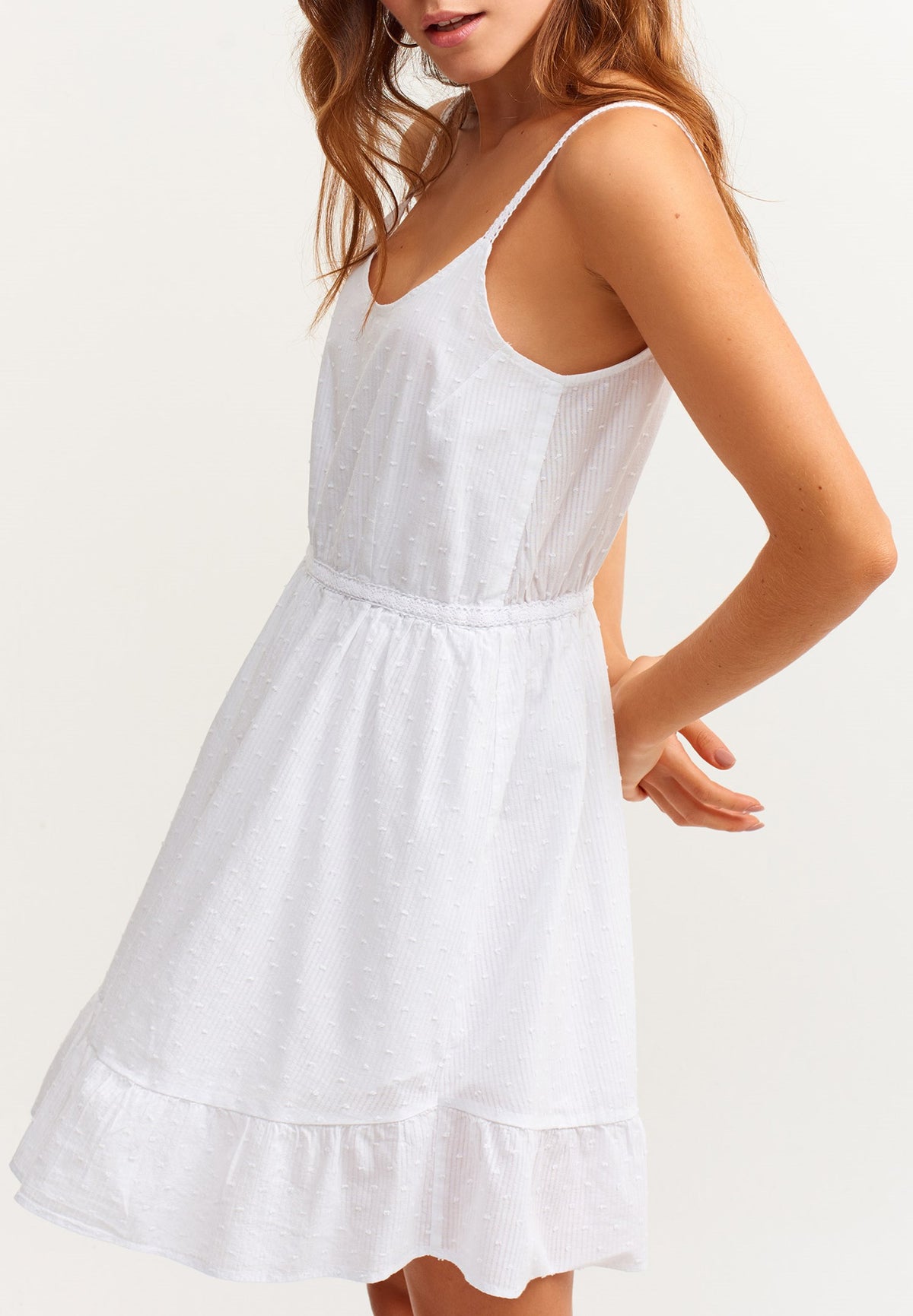 Sleeveless Flared Short Dress - WHITE