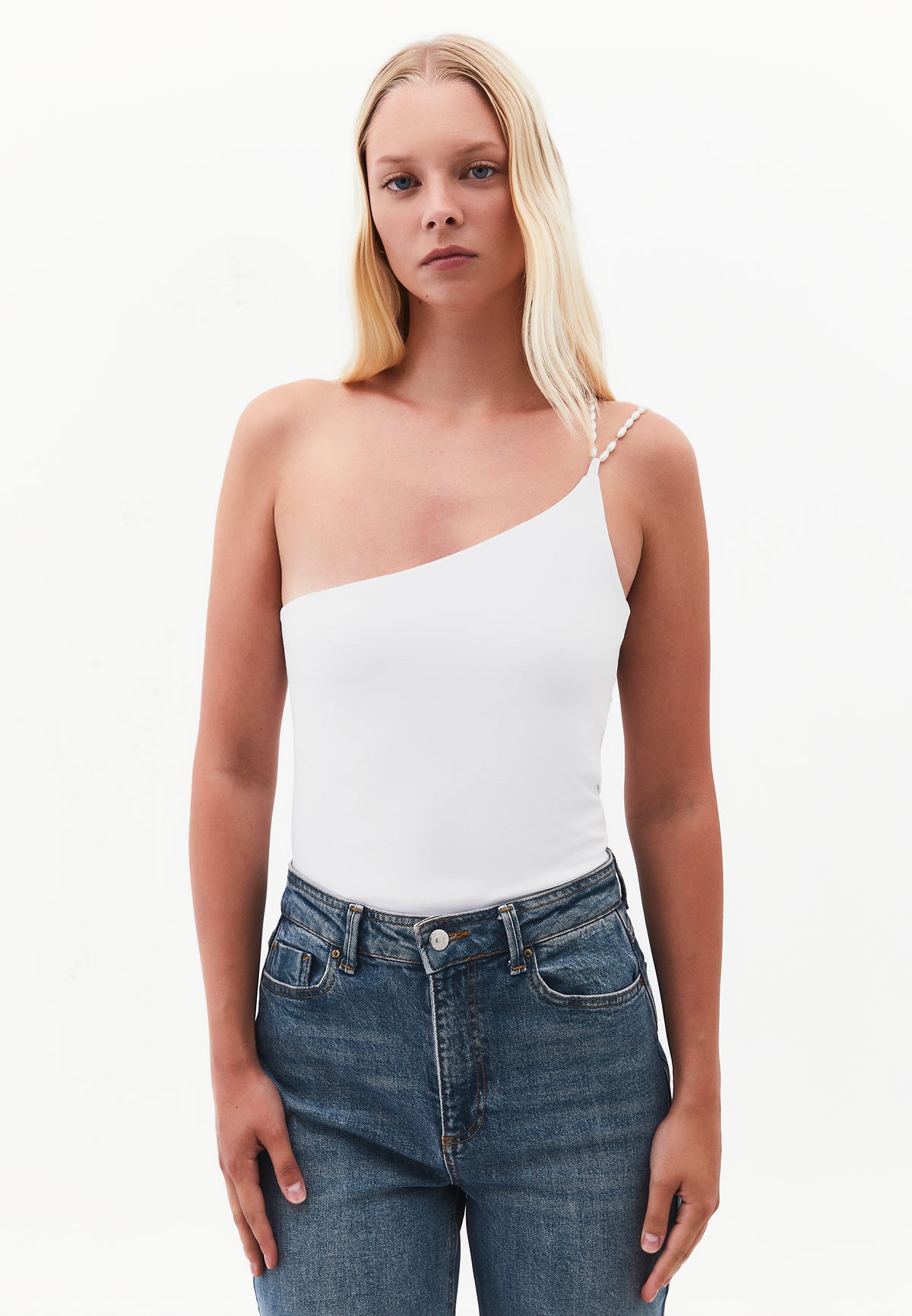 One Shoulder Bodycon Tank - WHITE