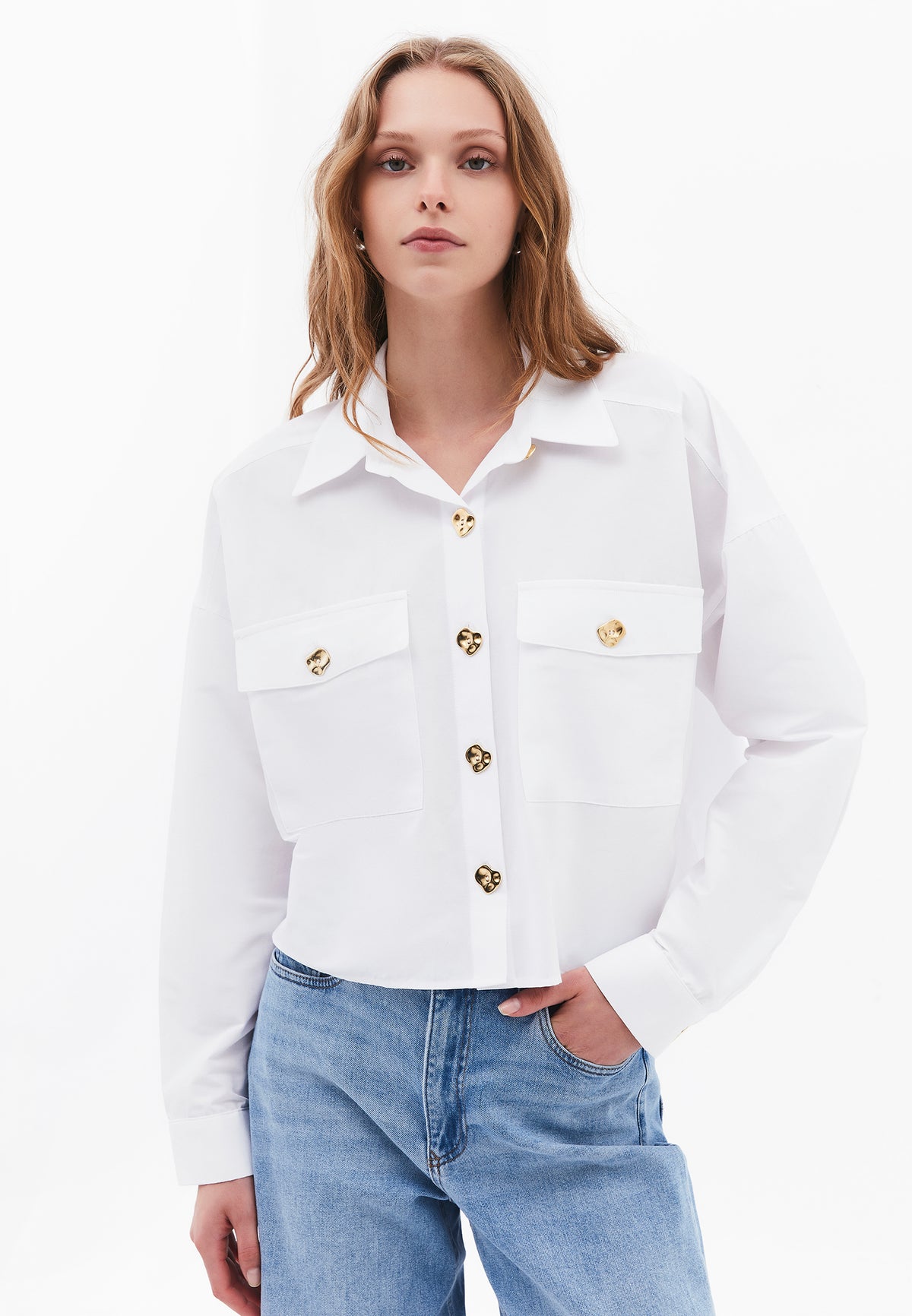 Oversize Button Detailed Shirt - WHITE