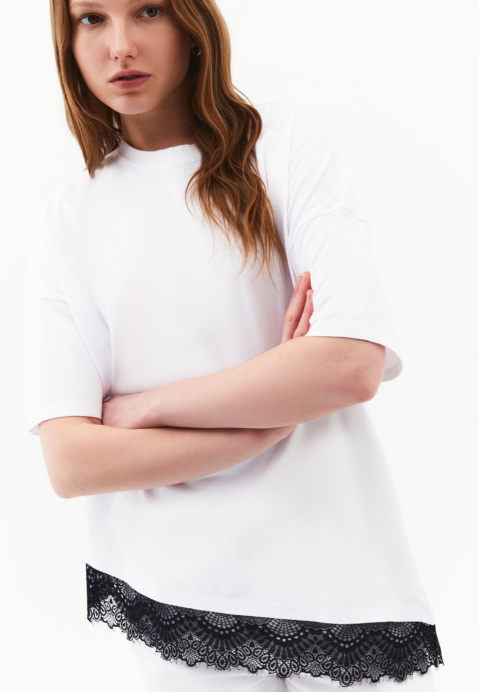 Oversize Crew Neck T-Shirt - WHITE