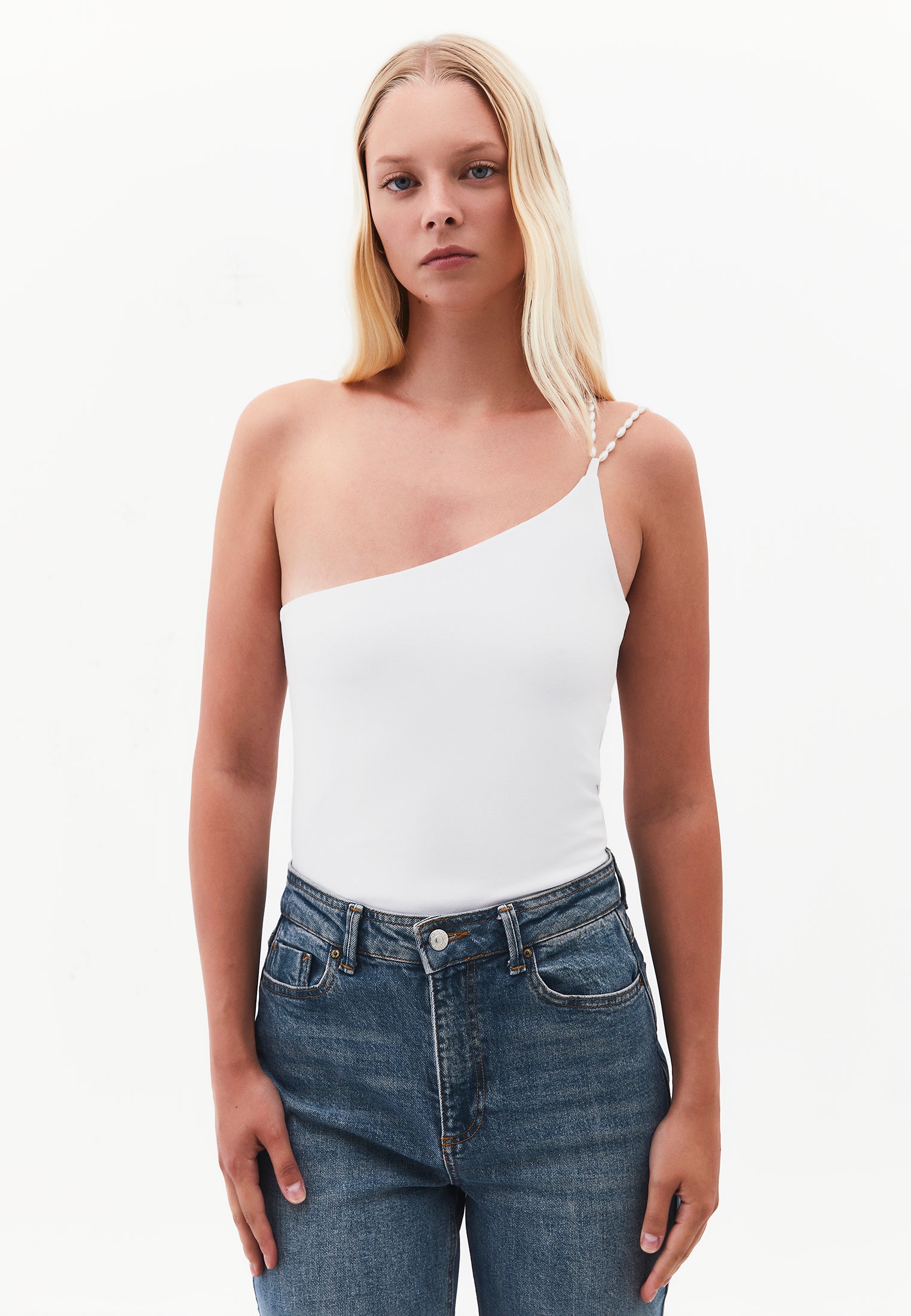 One Shoulder Bodycon Tank - WHITE