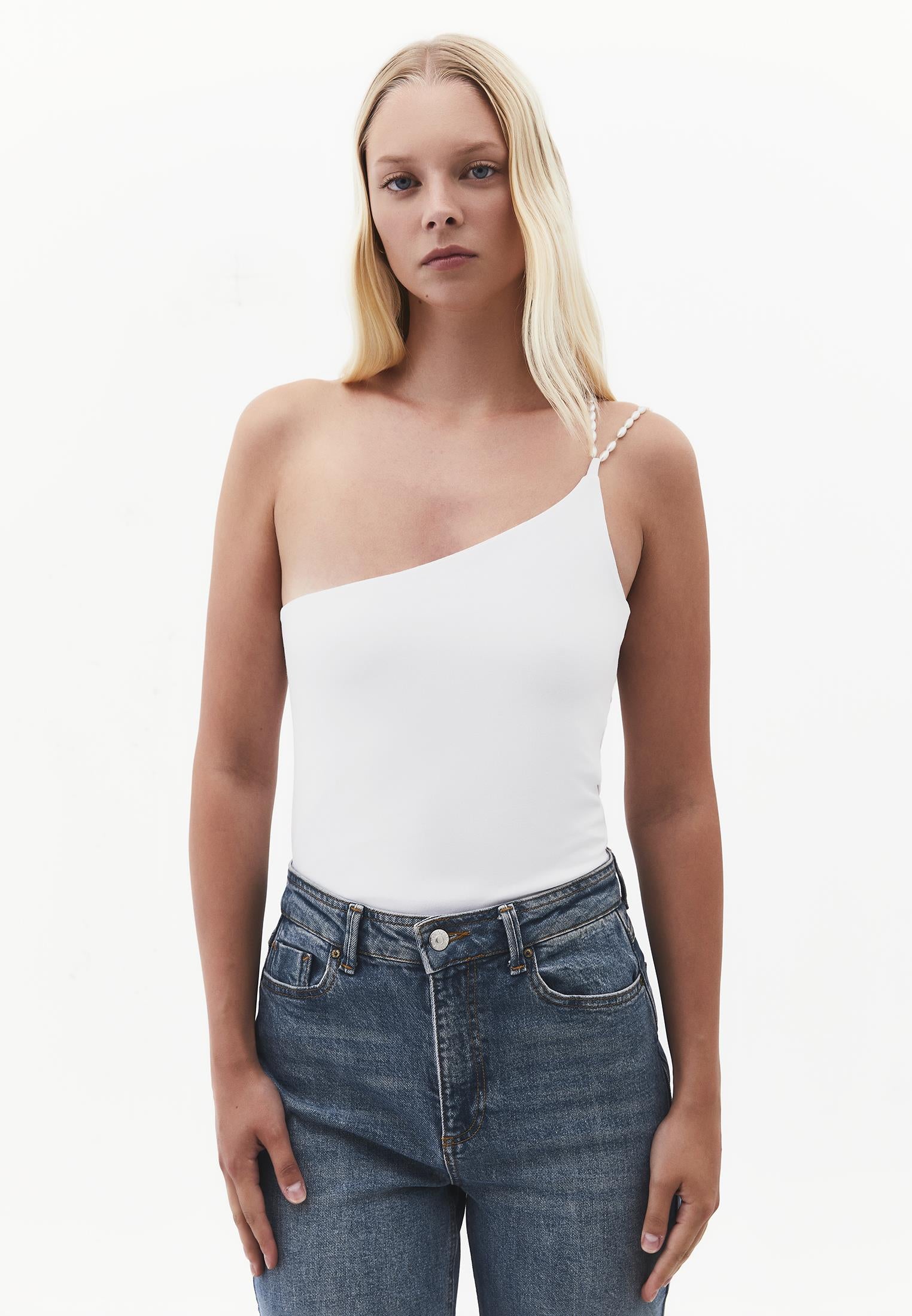 One Shoulder Bodycon Tank - WHITE