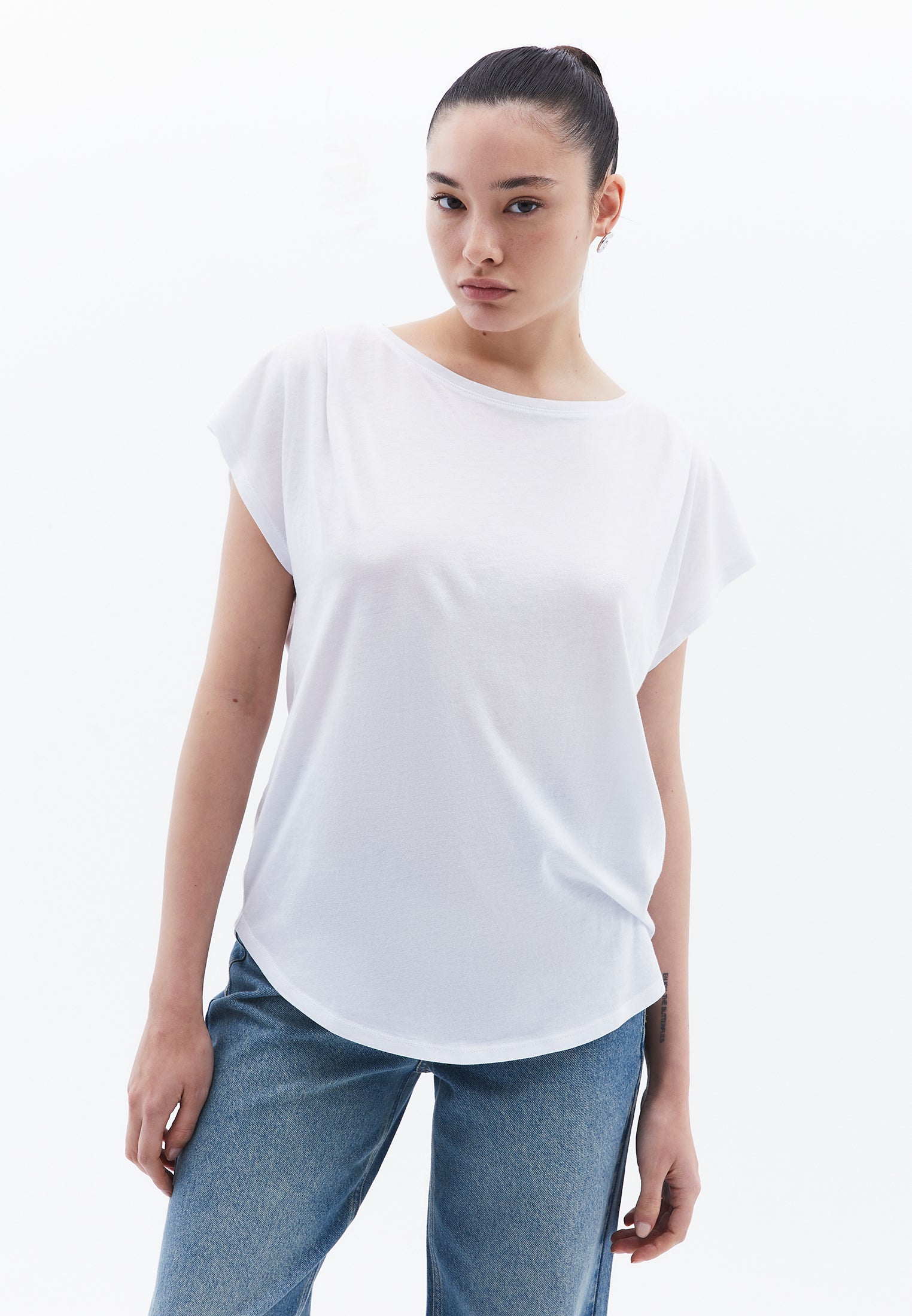 Boat Neck T-Shirt - WHITE