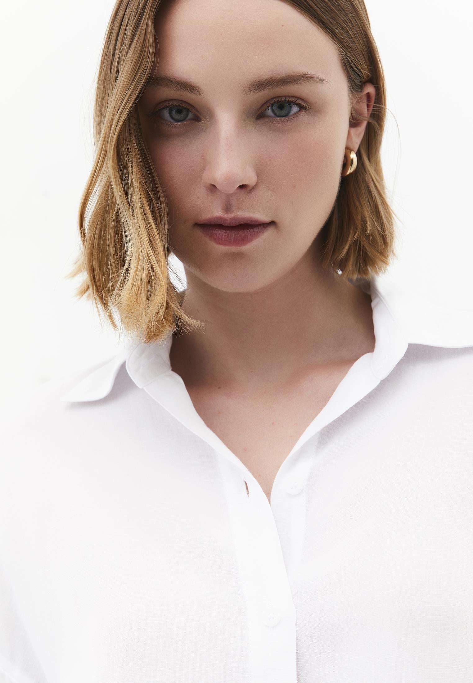 Long Sleeve Shirt With Button Details - WHITE