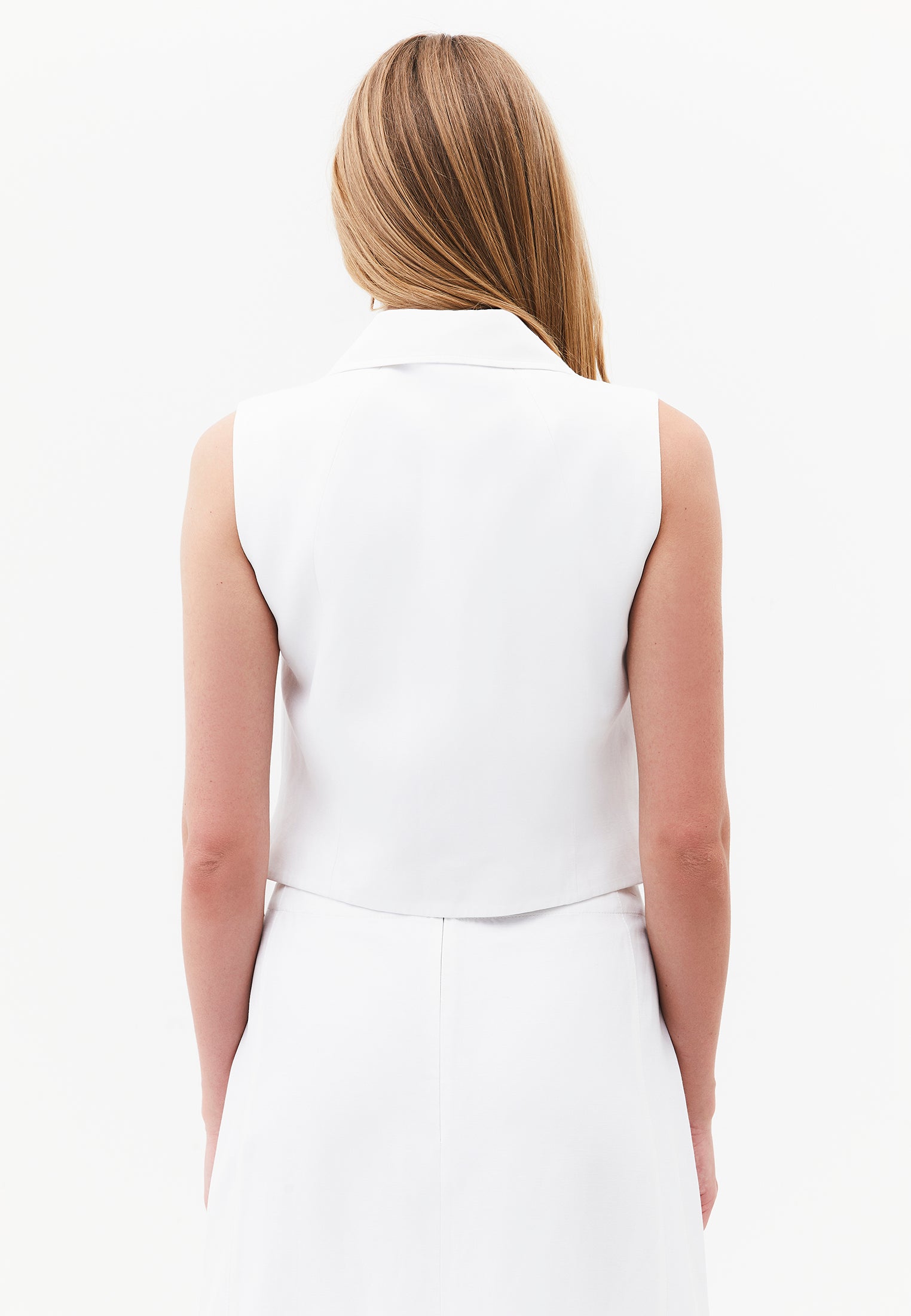 Vest With Shirt Collar And Standard Button Details - WHITE