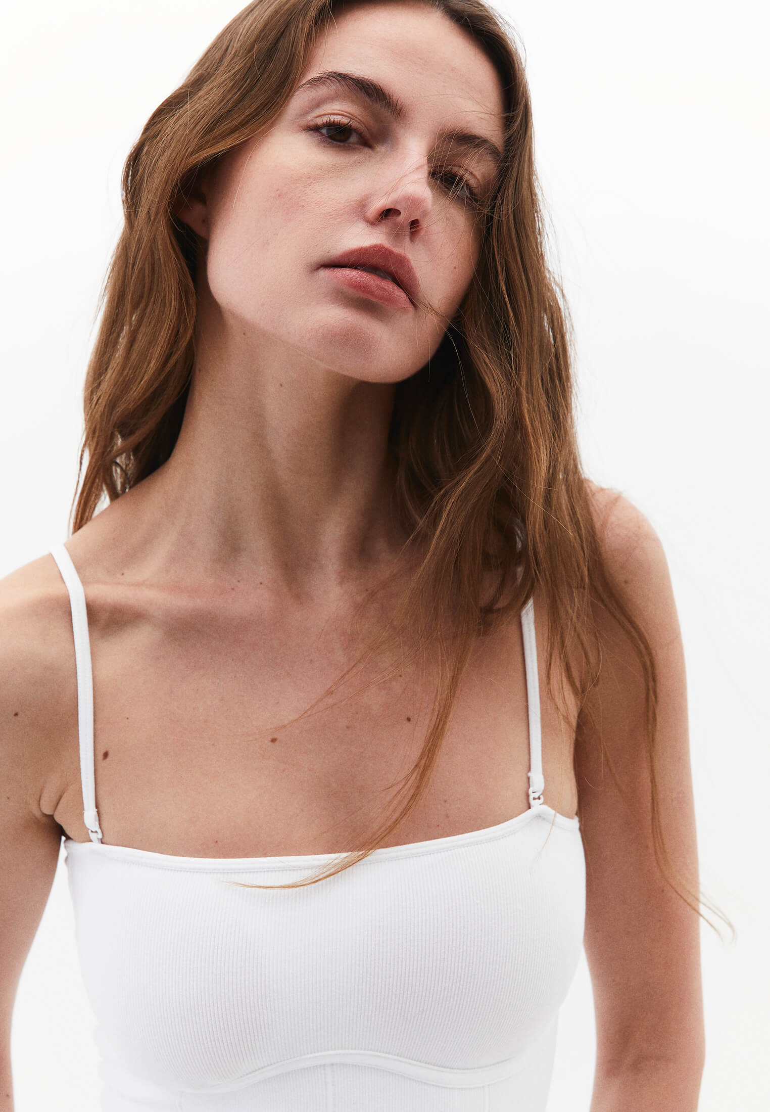 Jacquard Strapless Sleeveless Top - WHITE