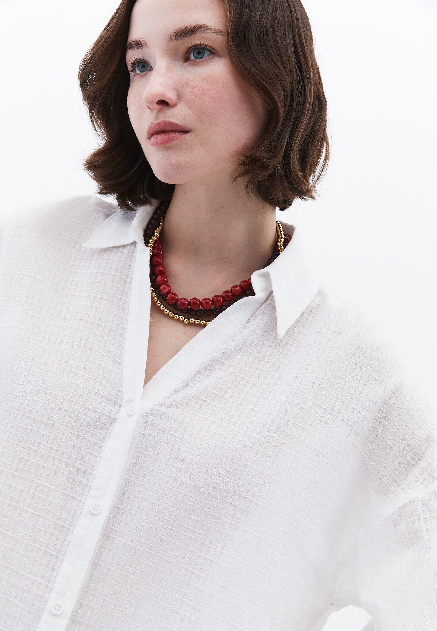 Button Detailed Oversize Shirt - WHITE