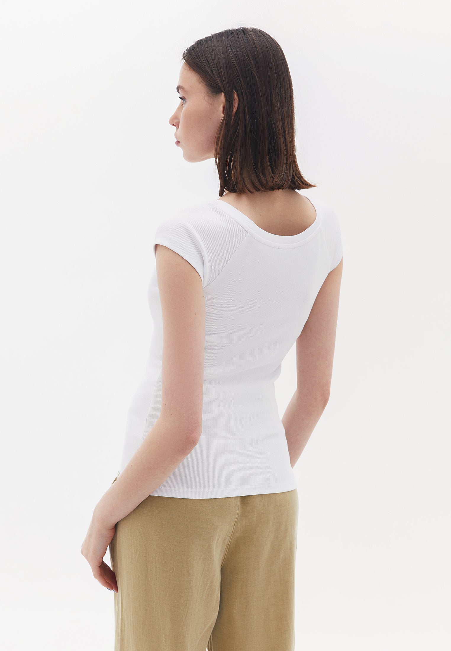 Long sleeve boat neck t-shirt - WHITE