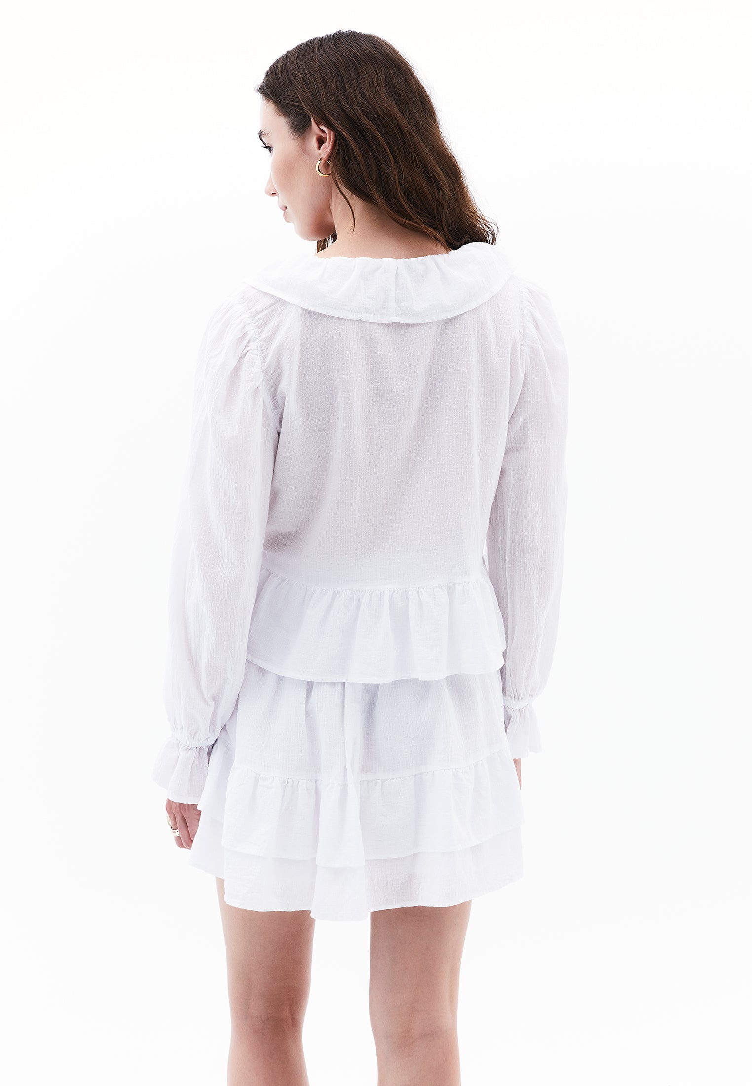 Deep Neck Blouse - WHITE