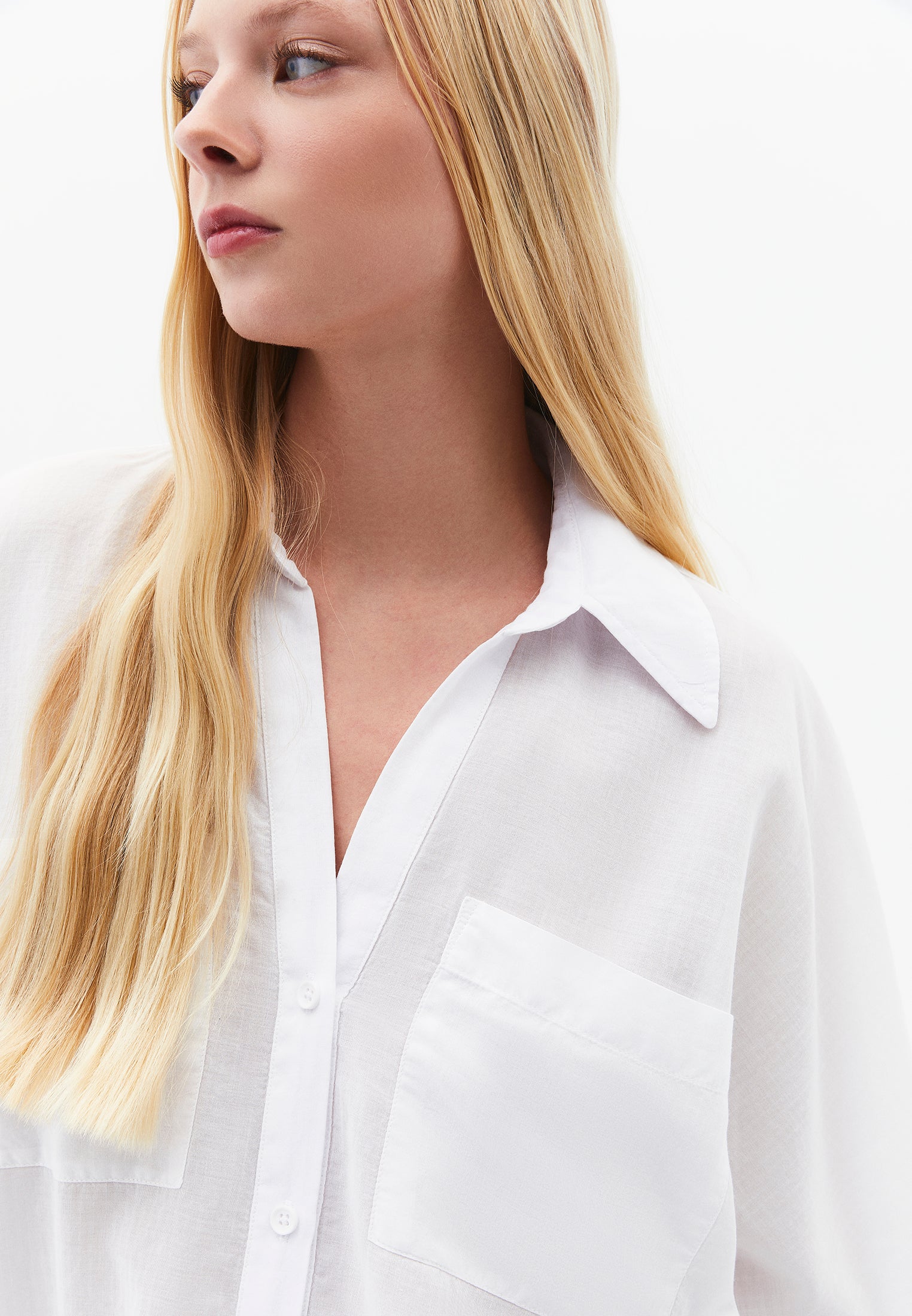 Oversize Shirt With Pocket Detail - WHITE