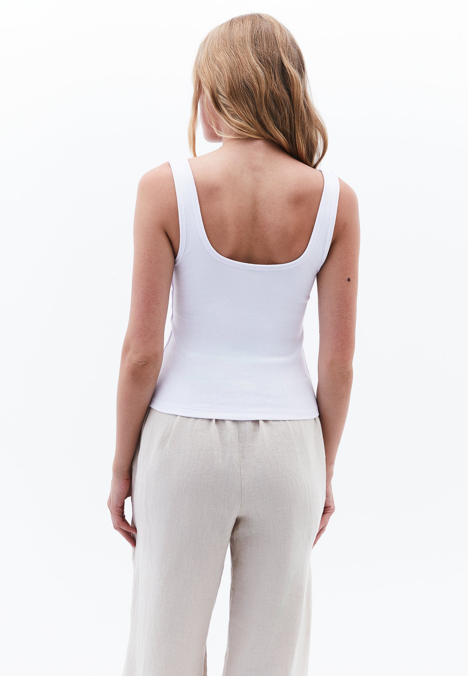 U Neck Bodycon Tank Top - WHITE