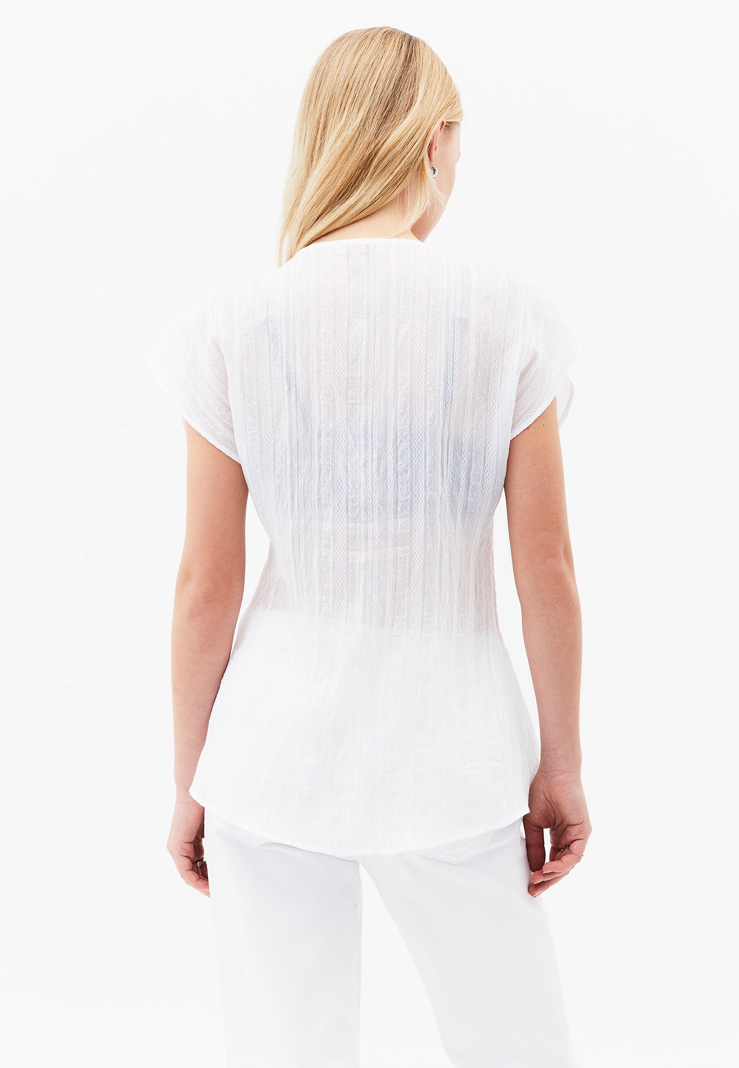 Tunic Blouse With Embroidery Details - WHITE