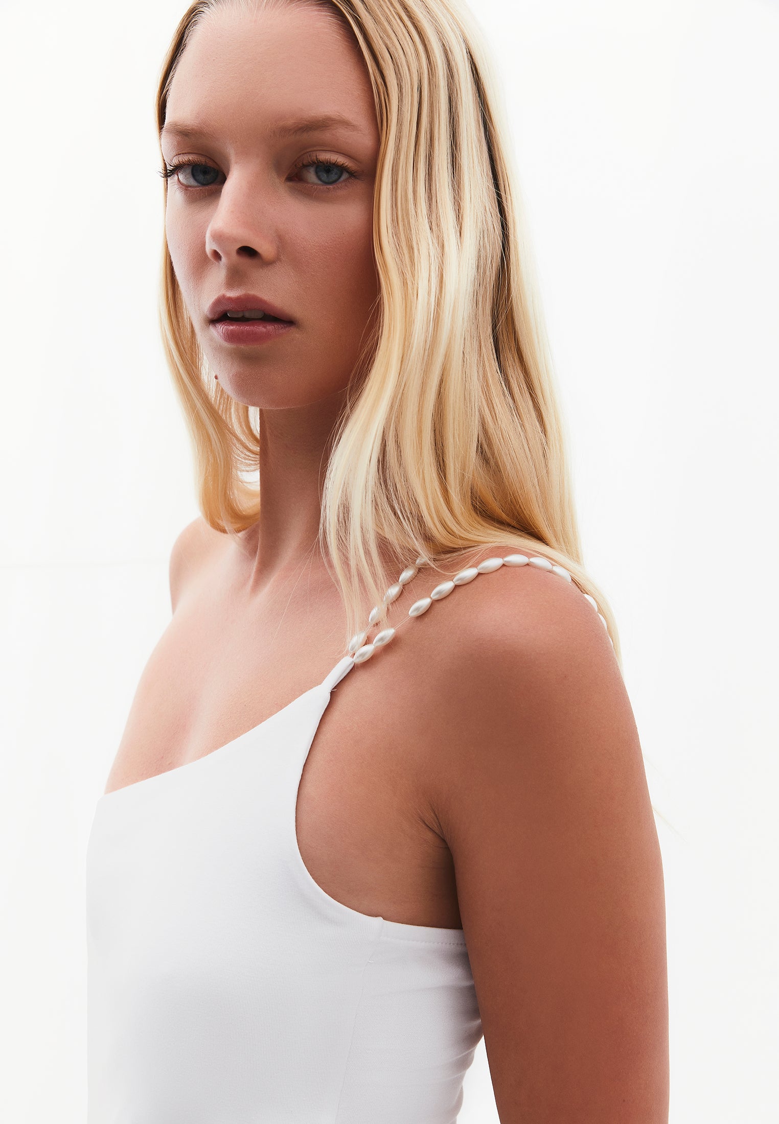 One Shoulder Bodycon Tank - WHITE