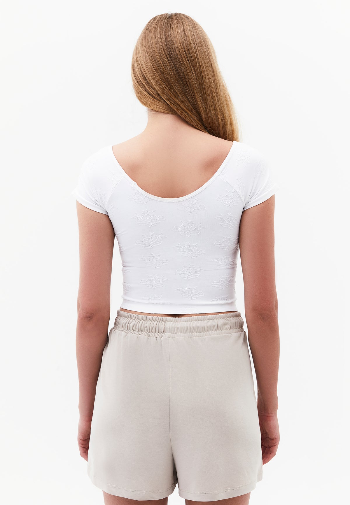Wide Neck Short Sleeve Bodycon T-Shirt - White