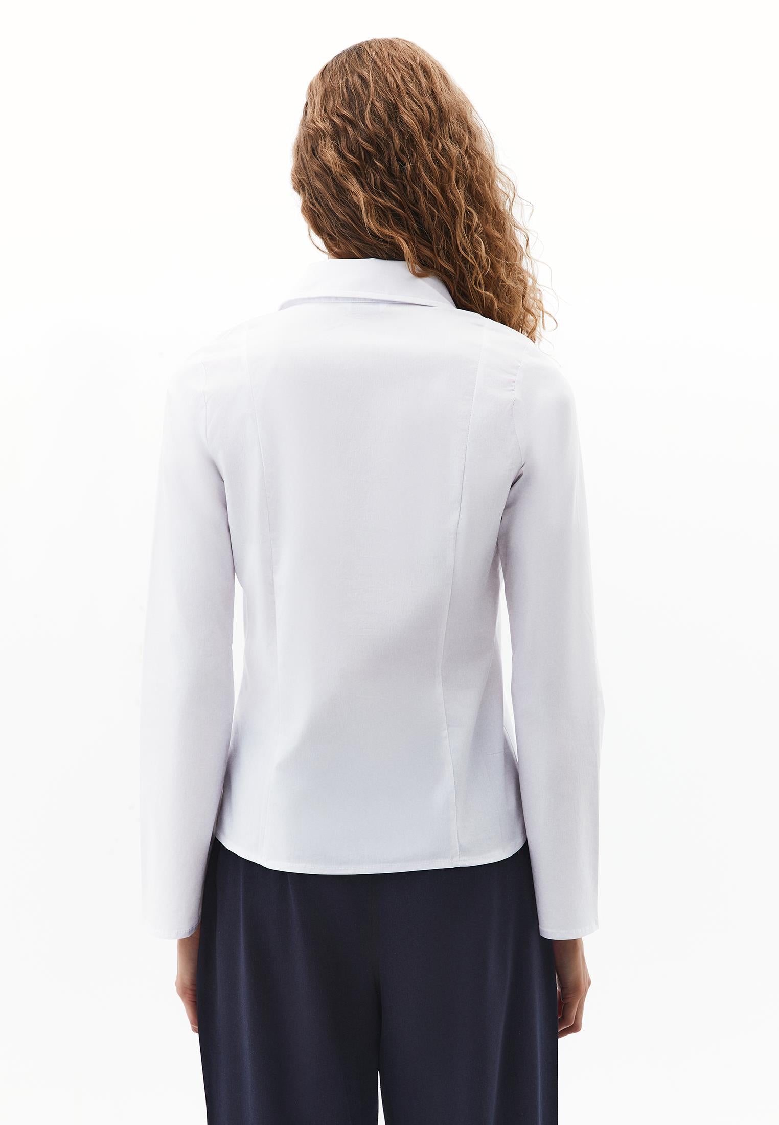 Buttoned Slim Fit Standard Long Sleeve Shirt - WHITE