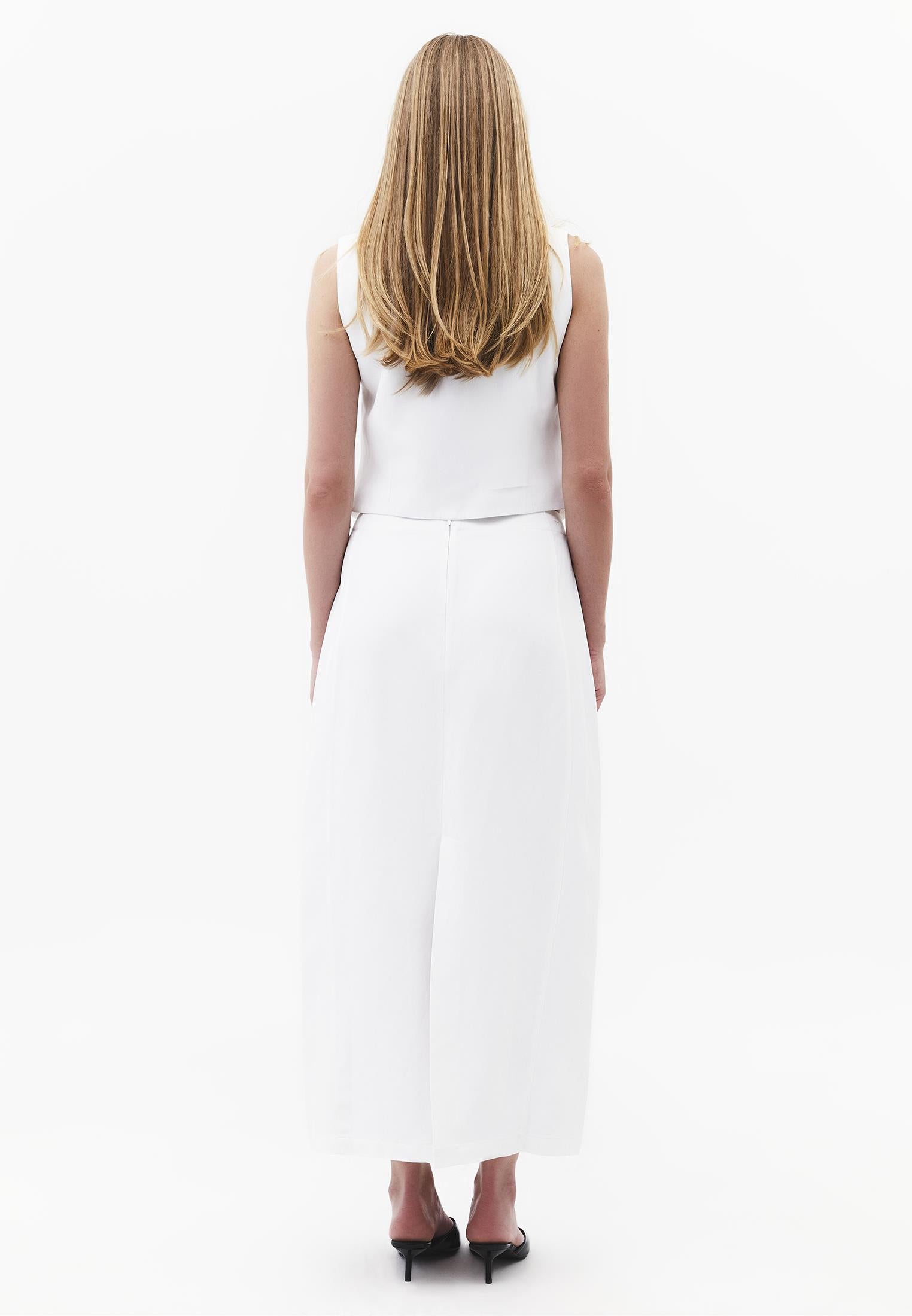 Maxi Skirt With Slit Detail - WHITE