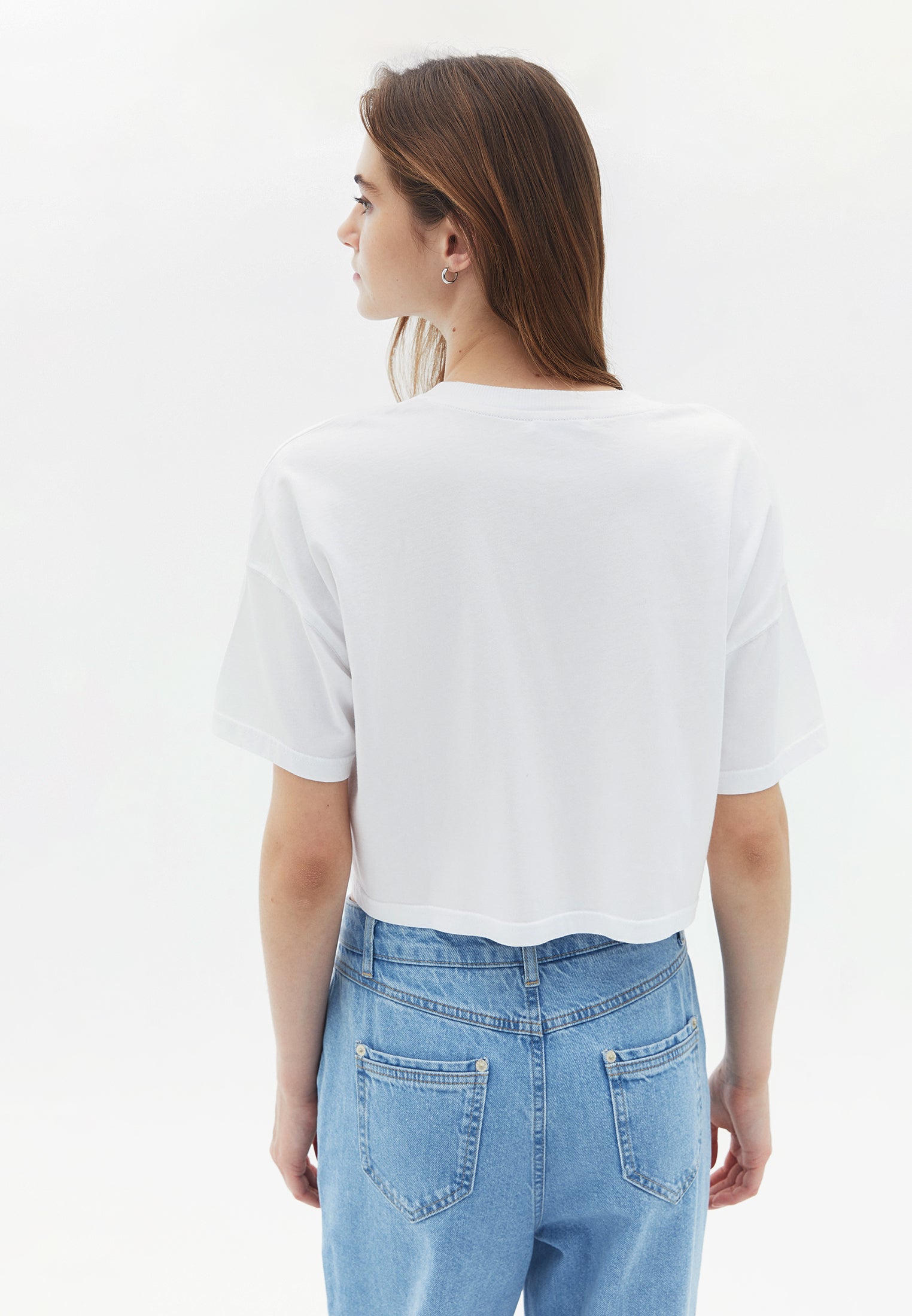 Crew neck cropped t-shirt - WHITE
