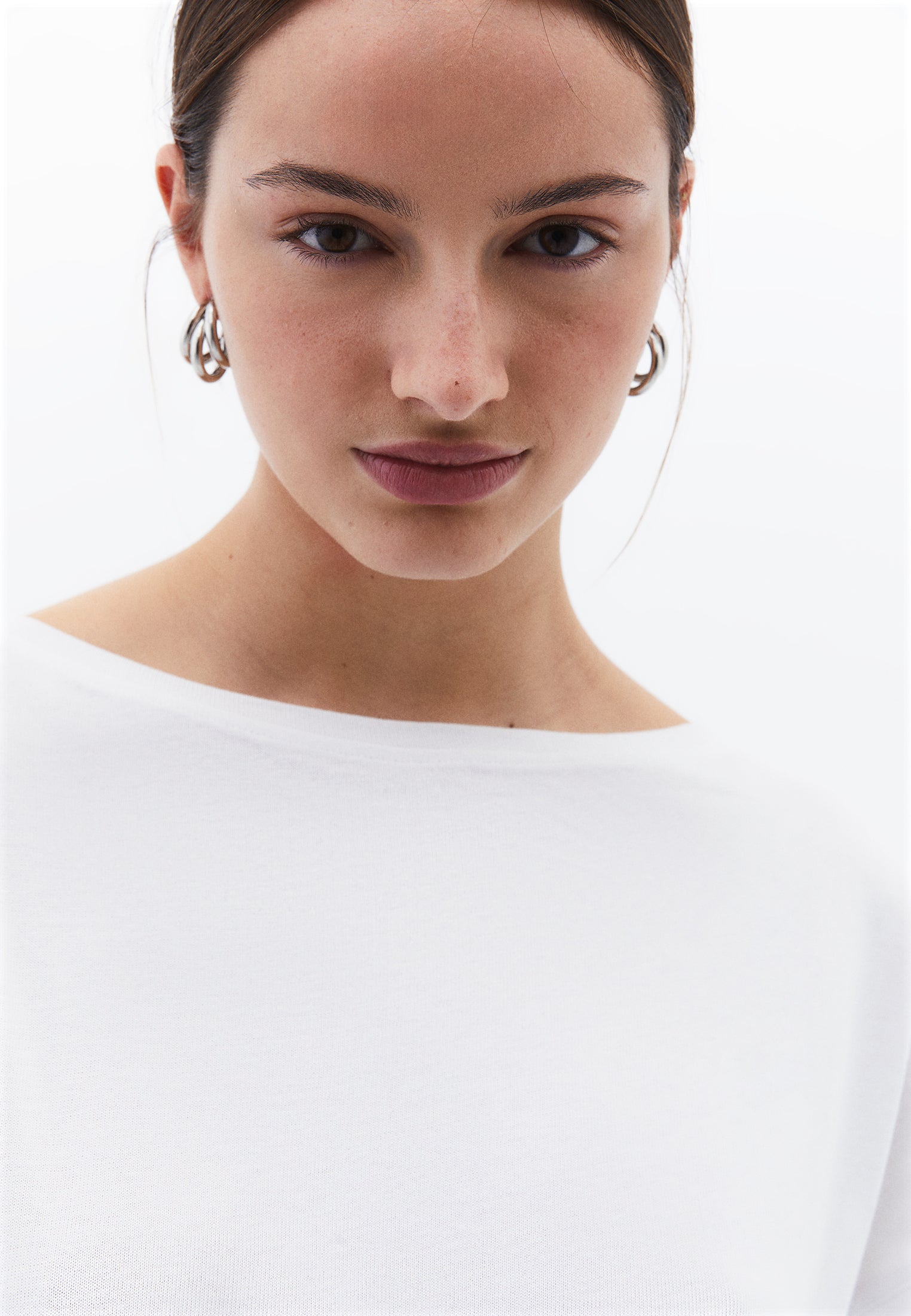 Boat Neck Sleeveless T-Shirt - WHITE