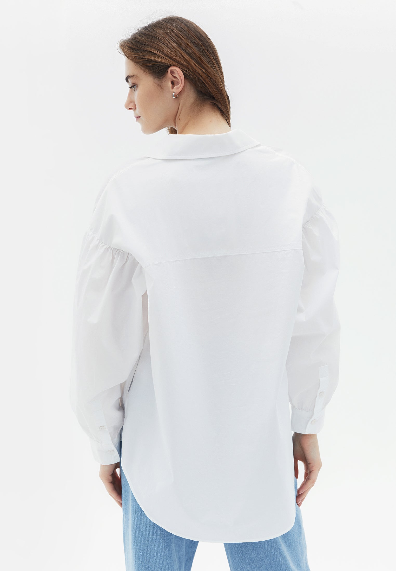 قميص تونيك بجيوب - أبيض