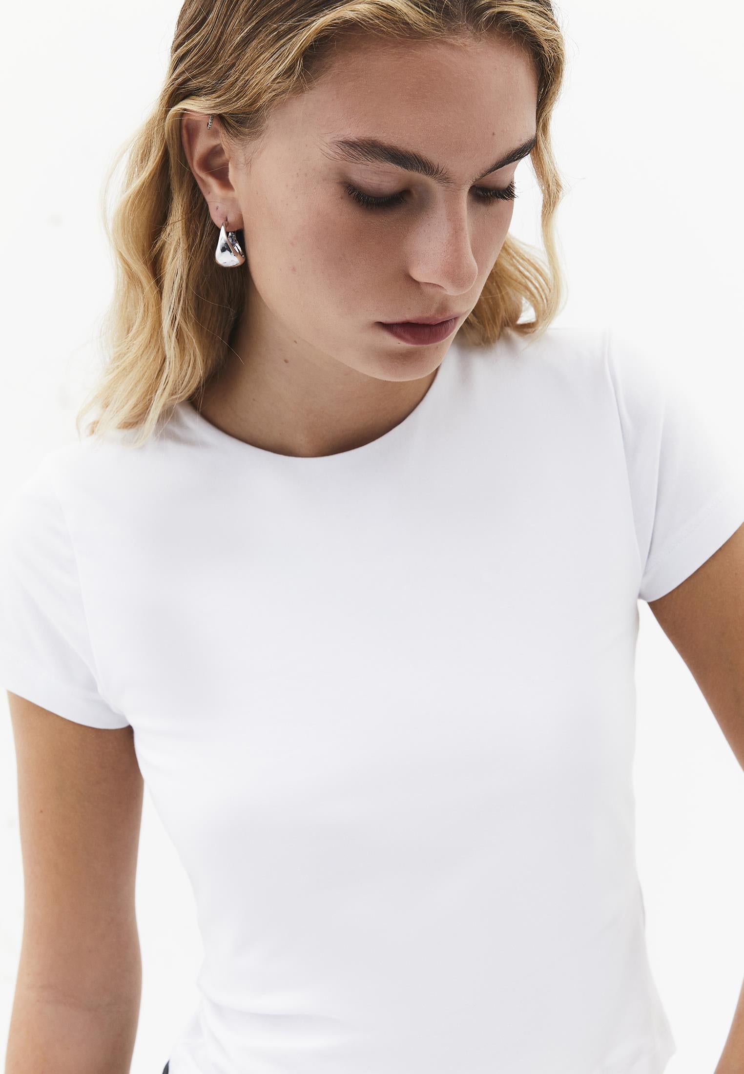Bodycon T-Shirt Crew Neck - WHITE