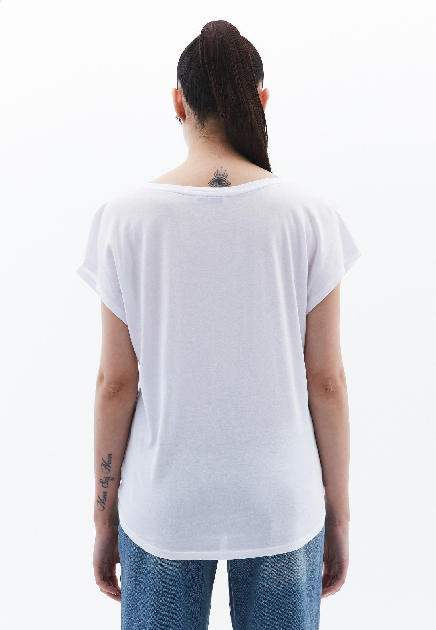 Boat Neck Short Sleeve T-Shirt - WHITE