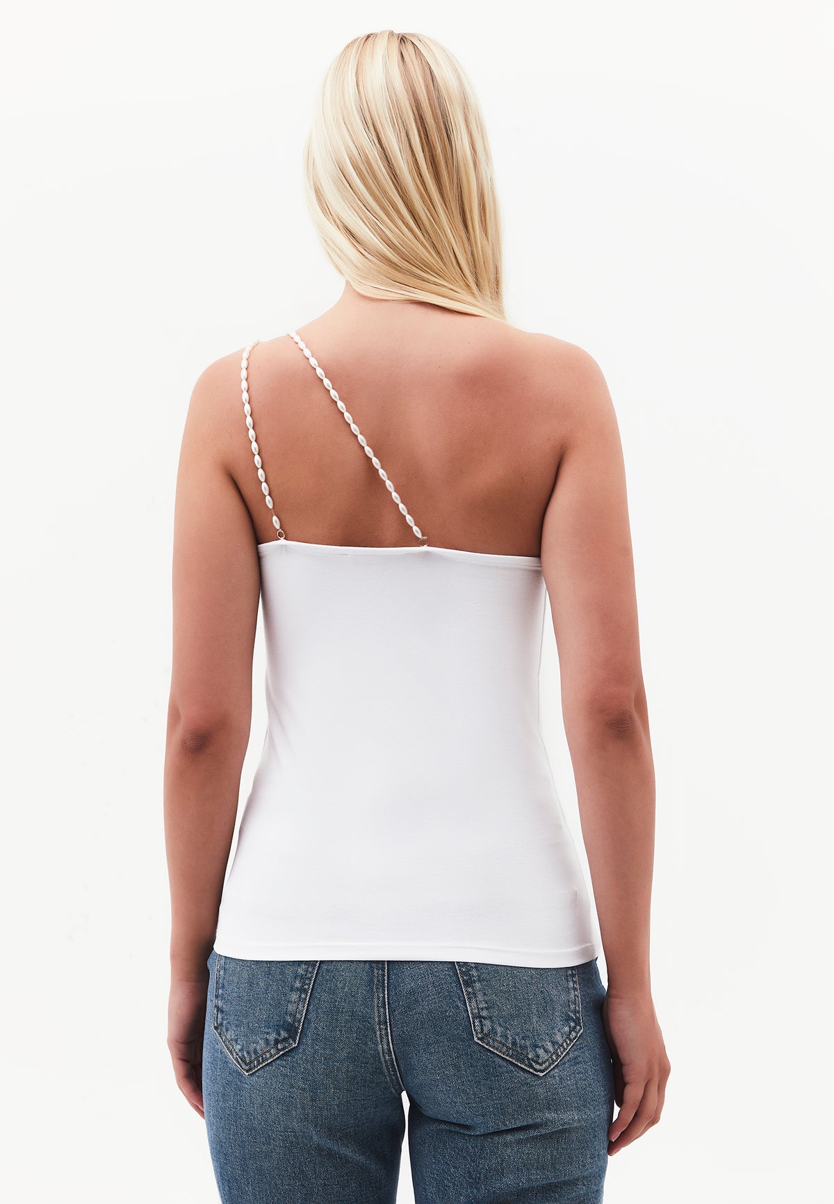One Shoulder Bodycon Tank - WHITE