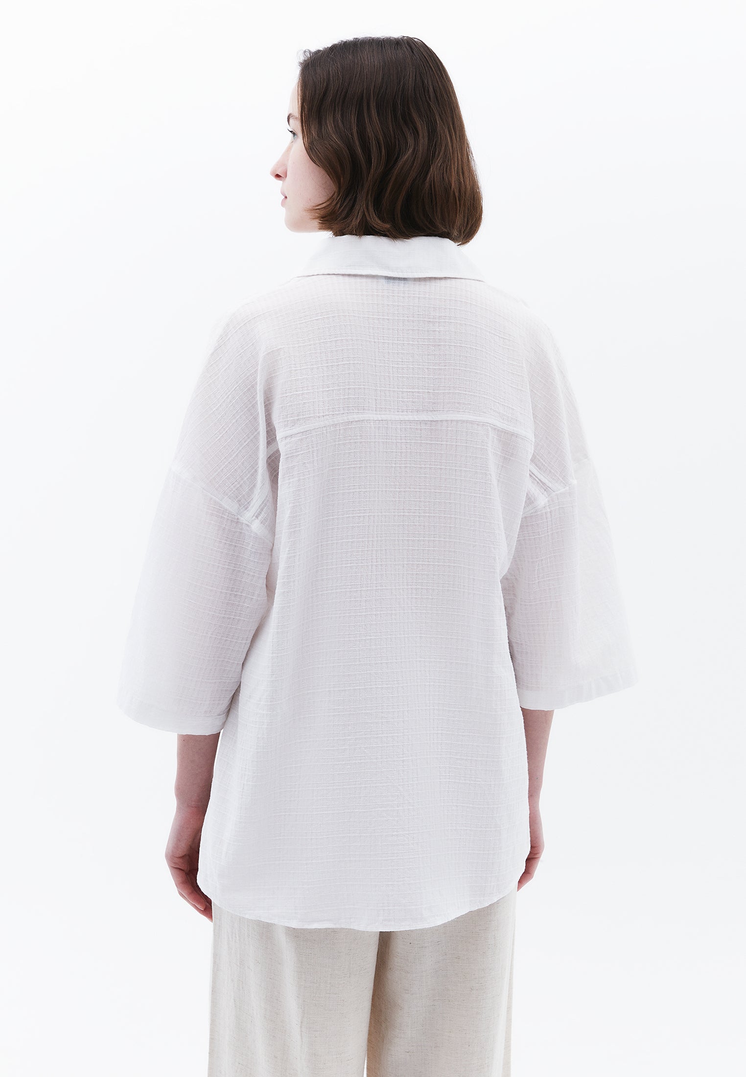 Button Detailed Oversize Shirt - WHITE