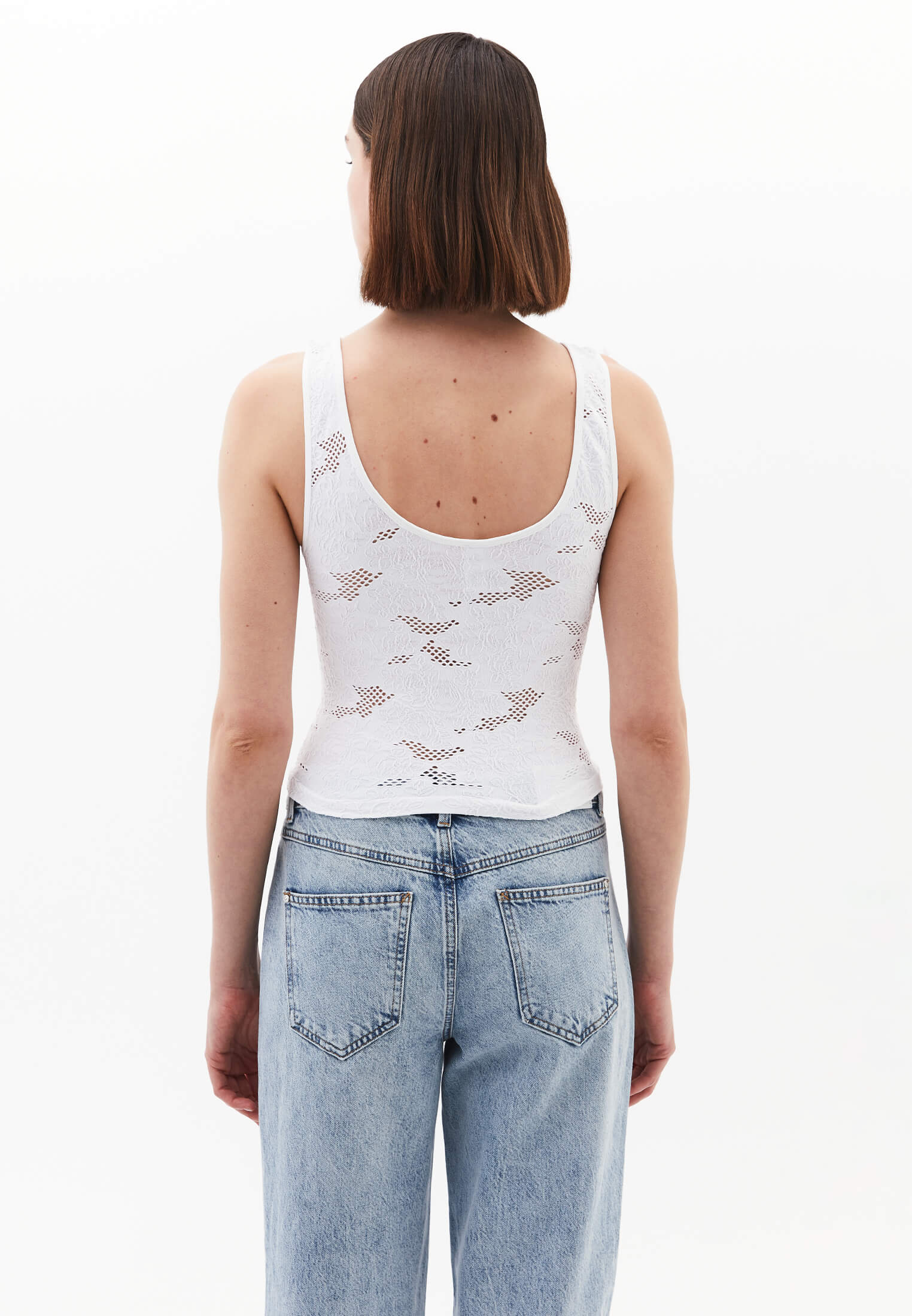 U Neck Bodycon Tank Top - WHITE