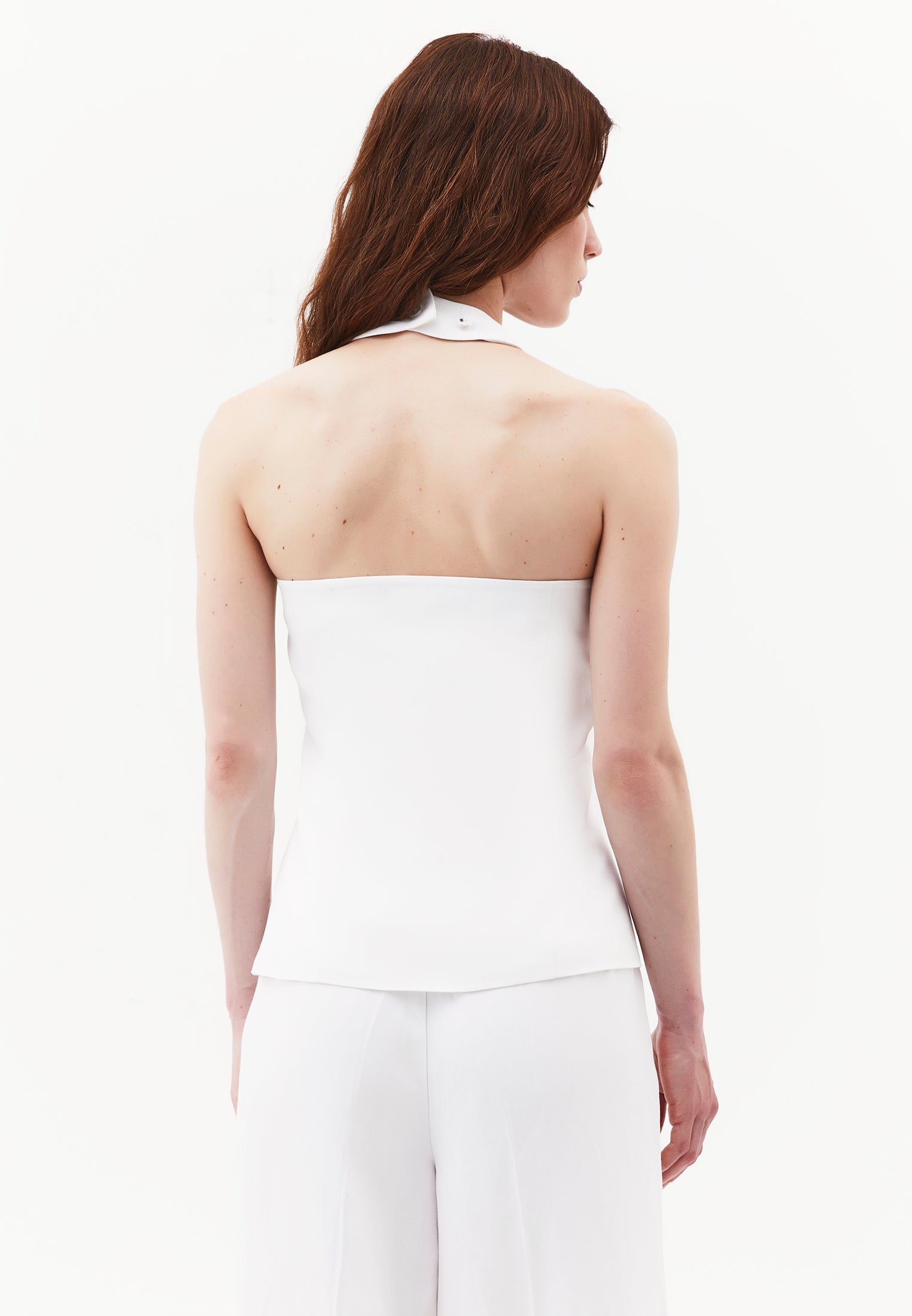 Standard Vest With Belt Detail And Halter Neck - WHITE