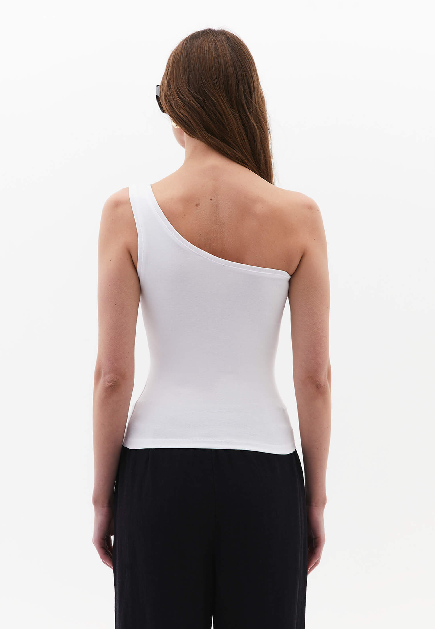 One Shoulder Tank Top - WHITE