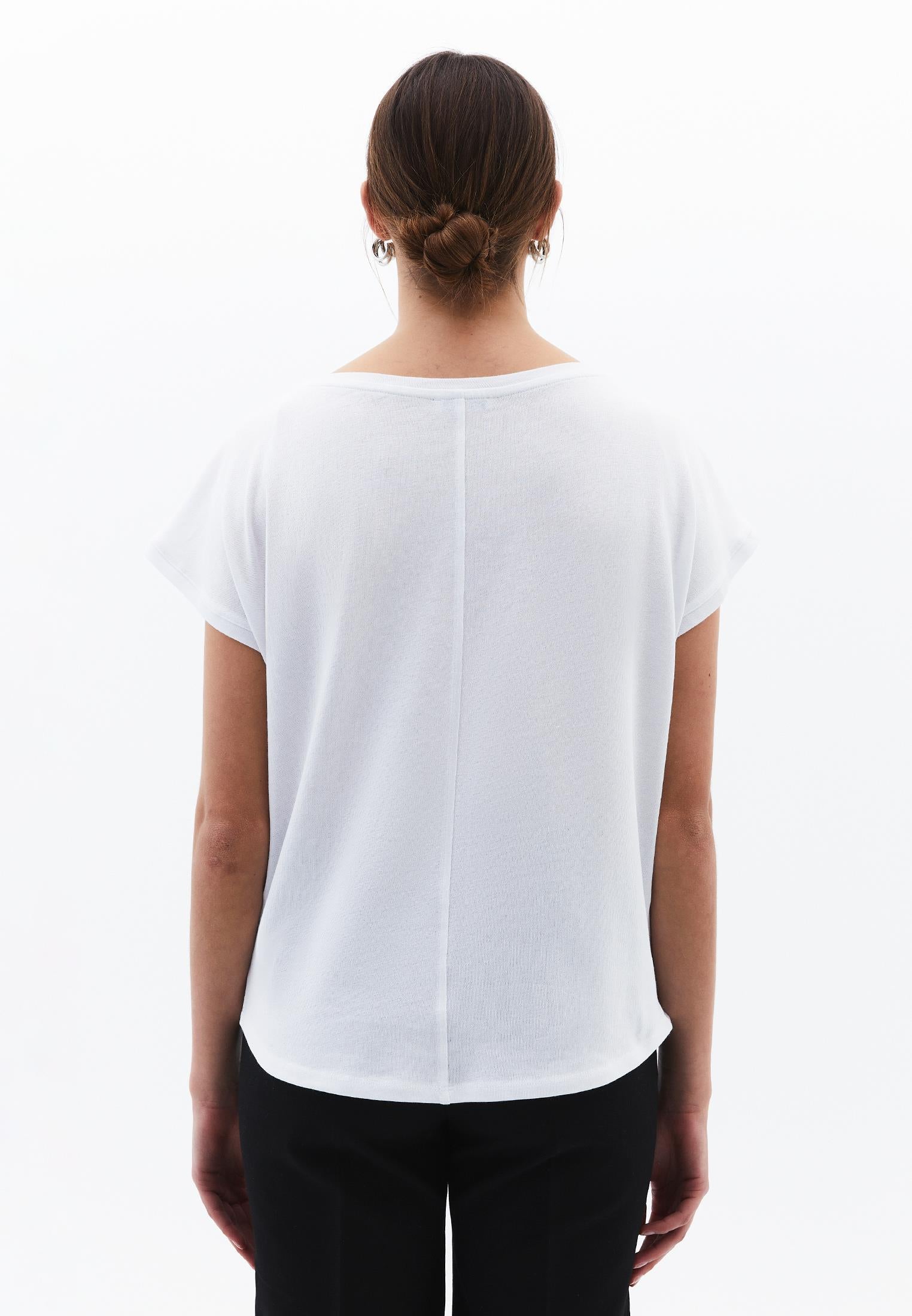 Boat Neck Sleeveless T-Shirt - WHITE