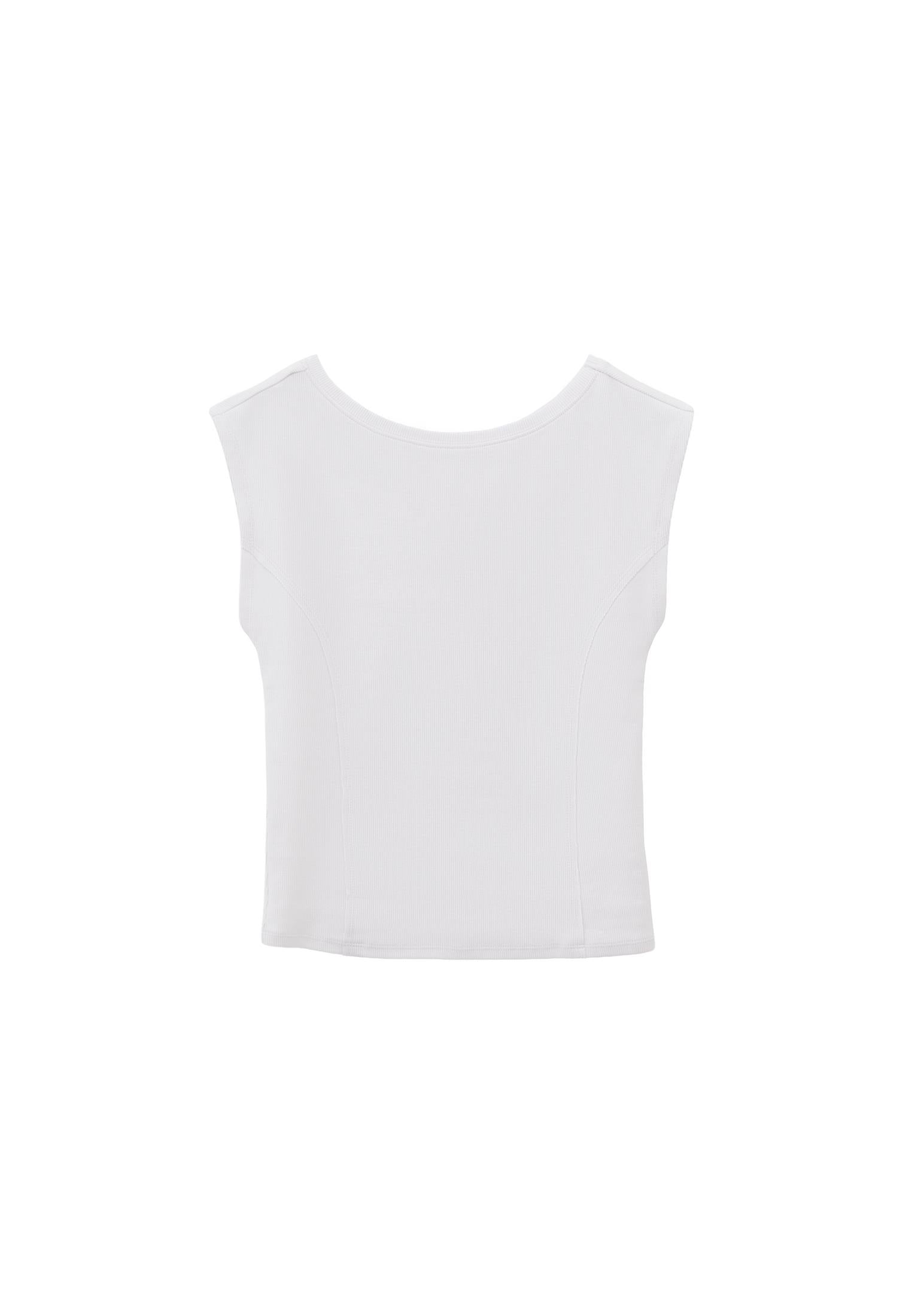 Boat Neck Short Sleeve T-Shirt - WHITE