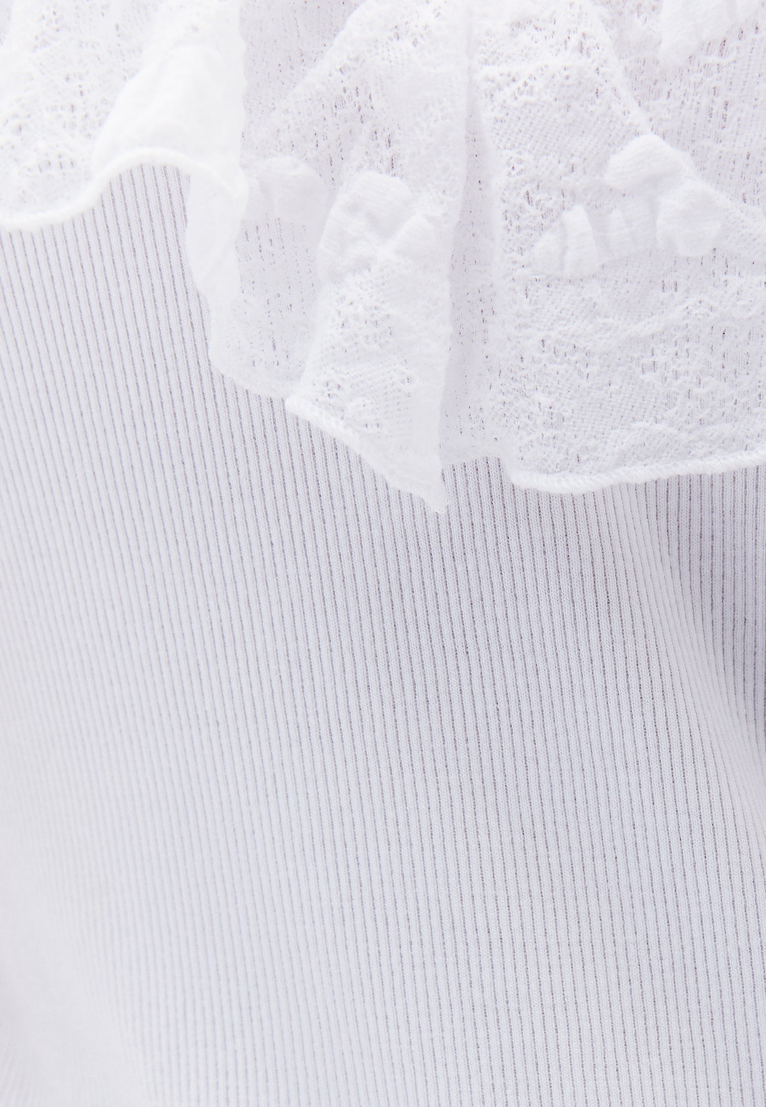 V Neck Frilled Tank Top - WHITE