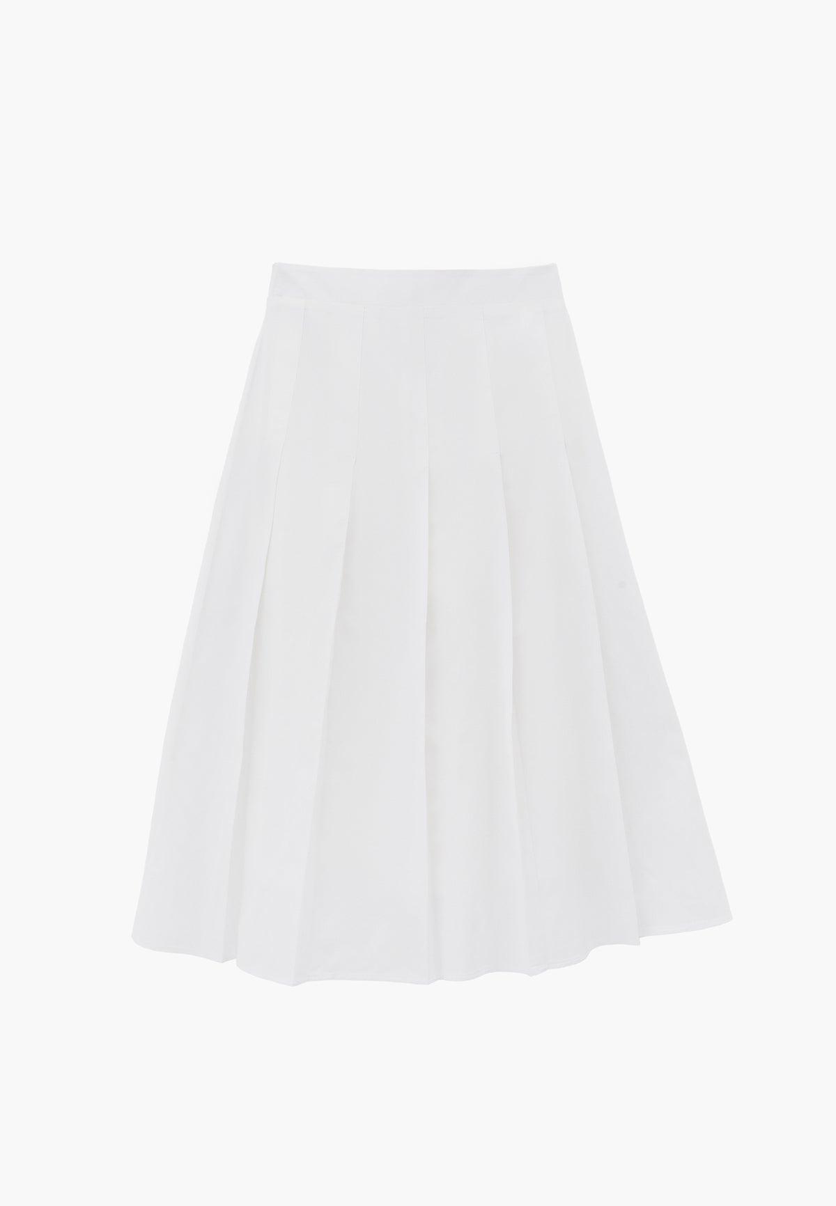 Pleated Flared Midi Skirt - White