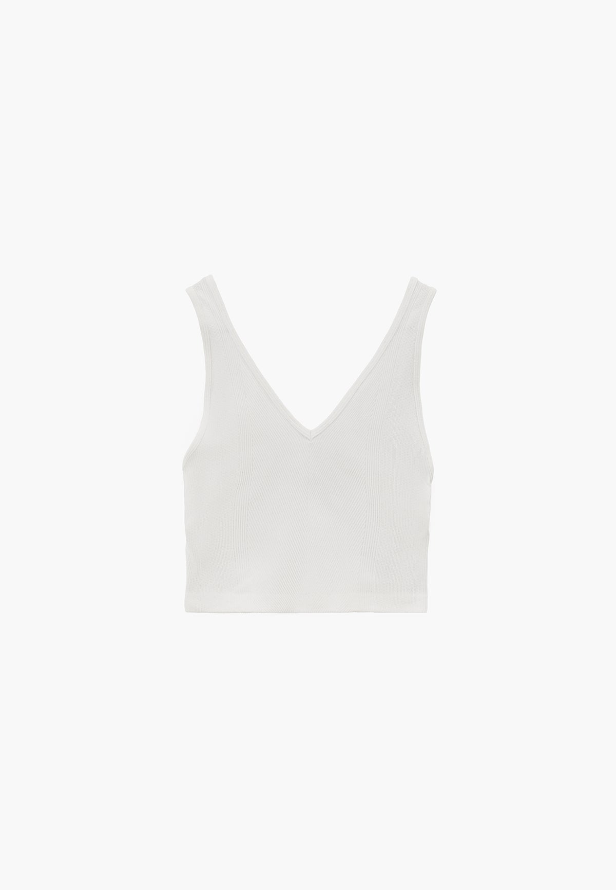 V Neck Bodycon Top - WHITE