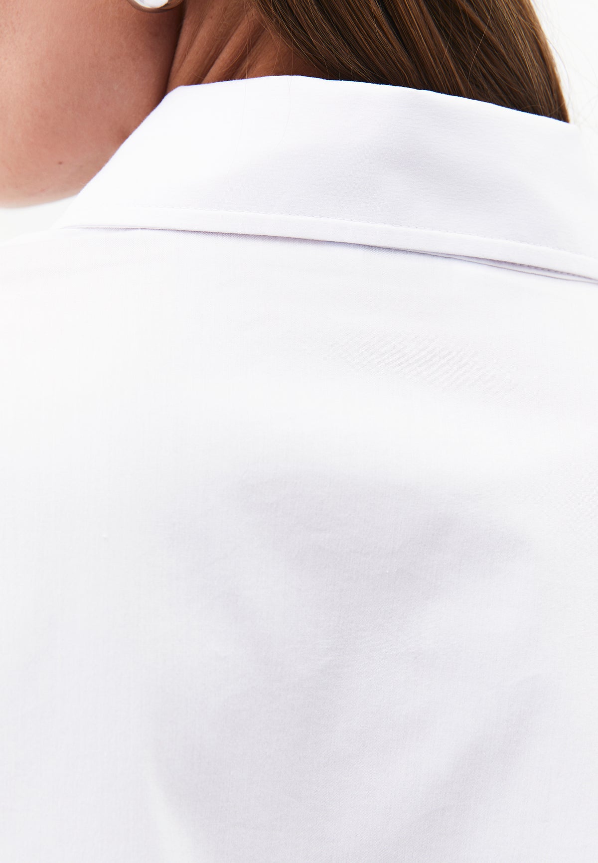Shirt Collar Long Sleeve Buttoned Shirt - WHITE