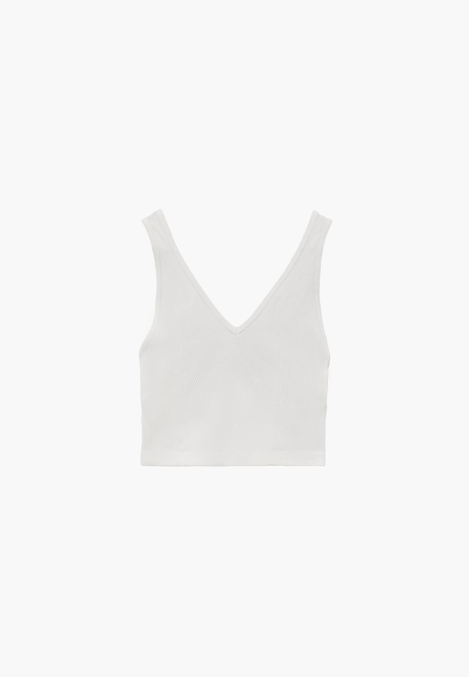 V Neck Bodycon Top - WHITE