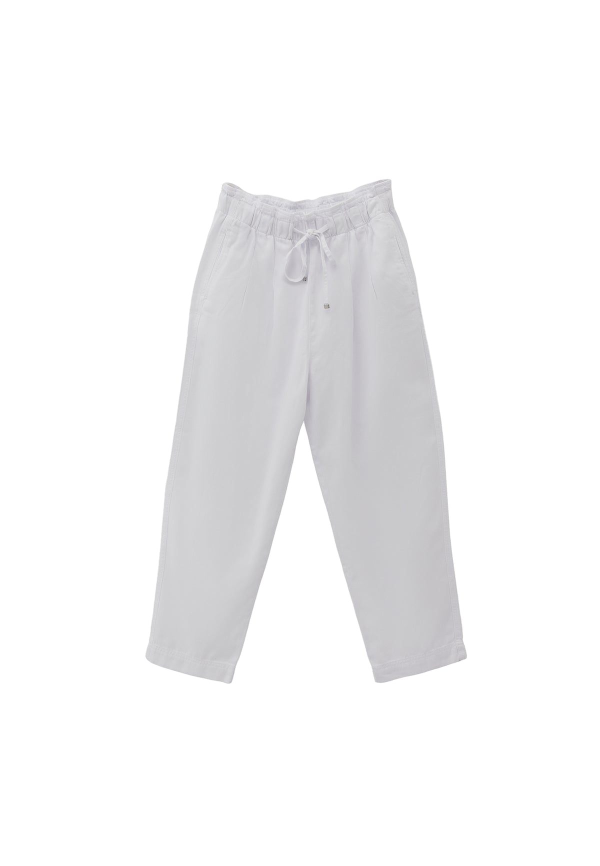 Pleated Ultra High Waist Baggy Pants - White