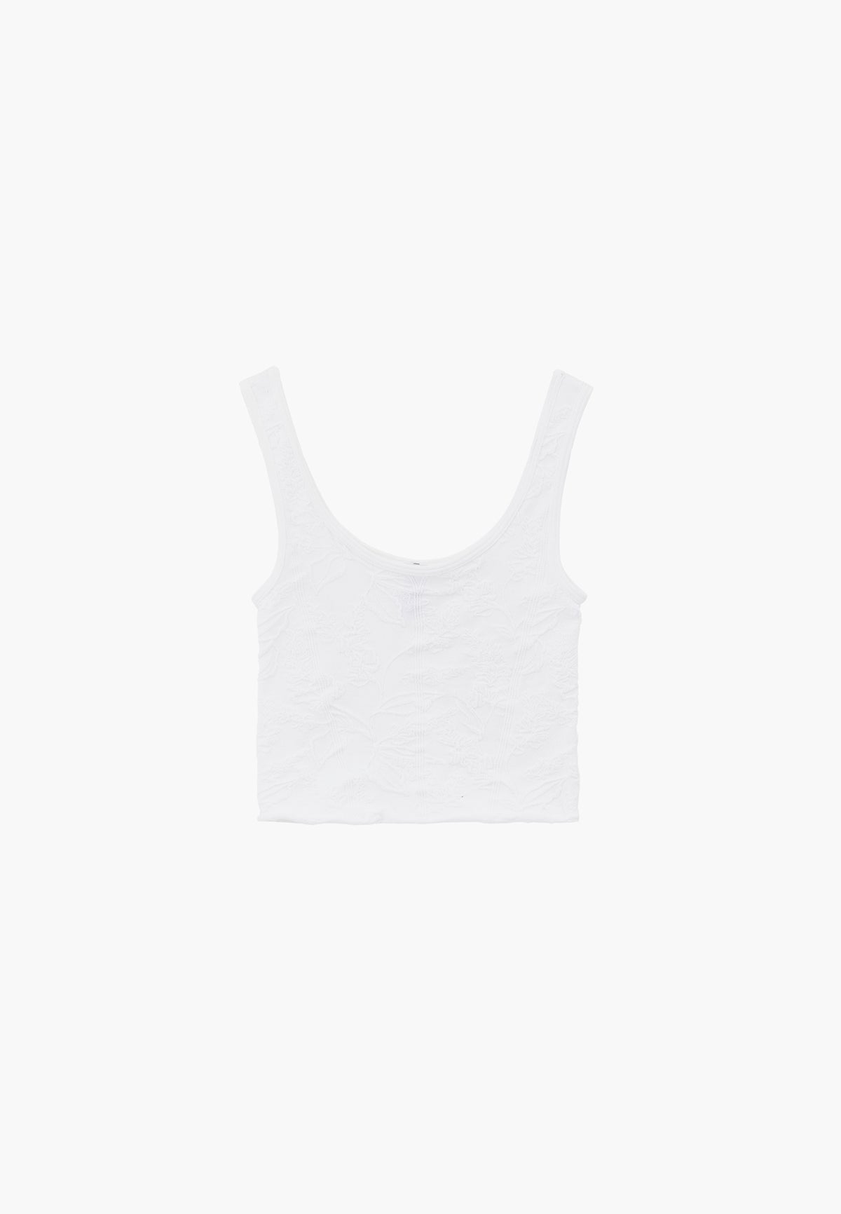 U Neck Sleeveless Cropped Bodycon Tank Top - WHITE