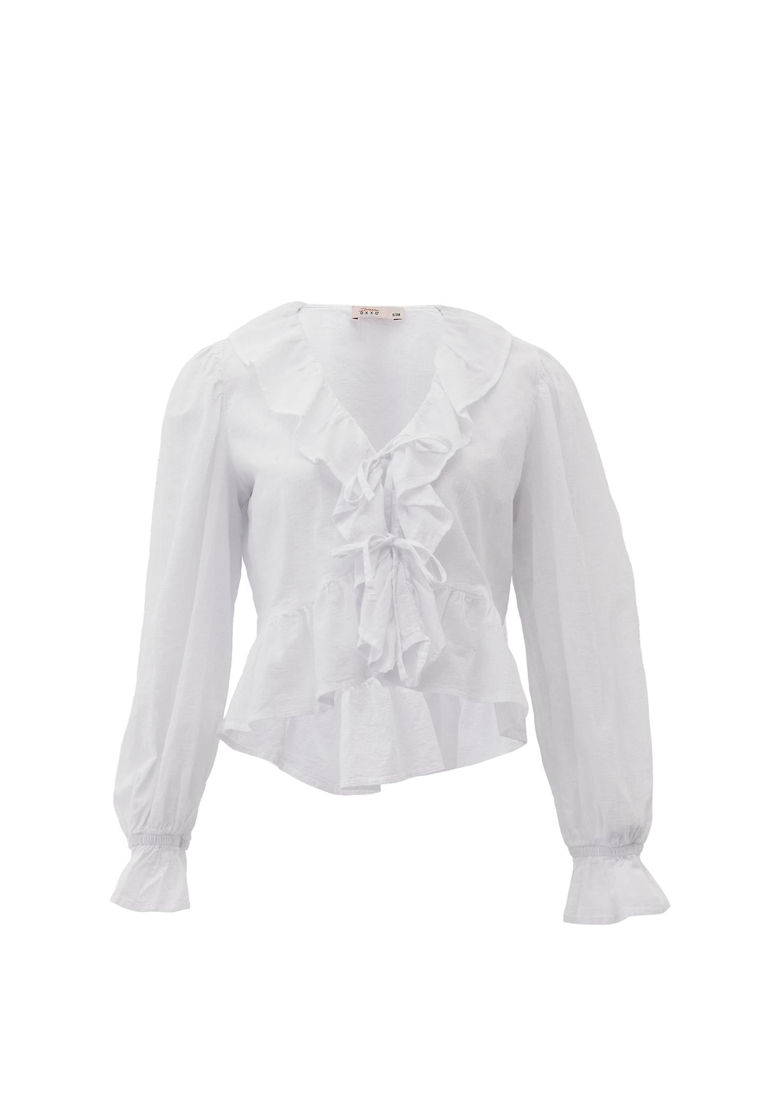 Deep Neck Blouse - WHITE
