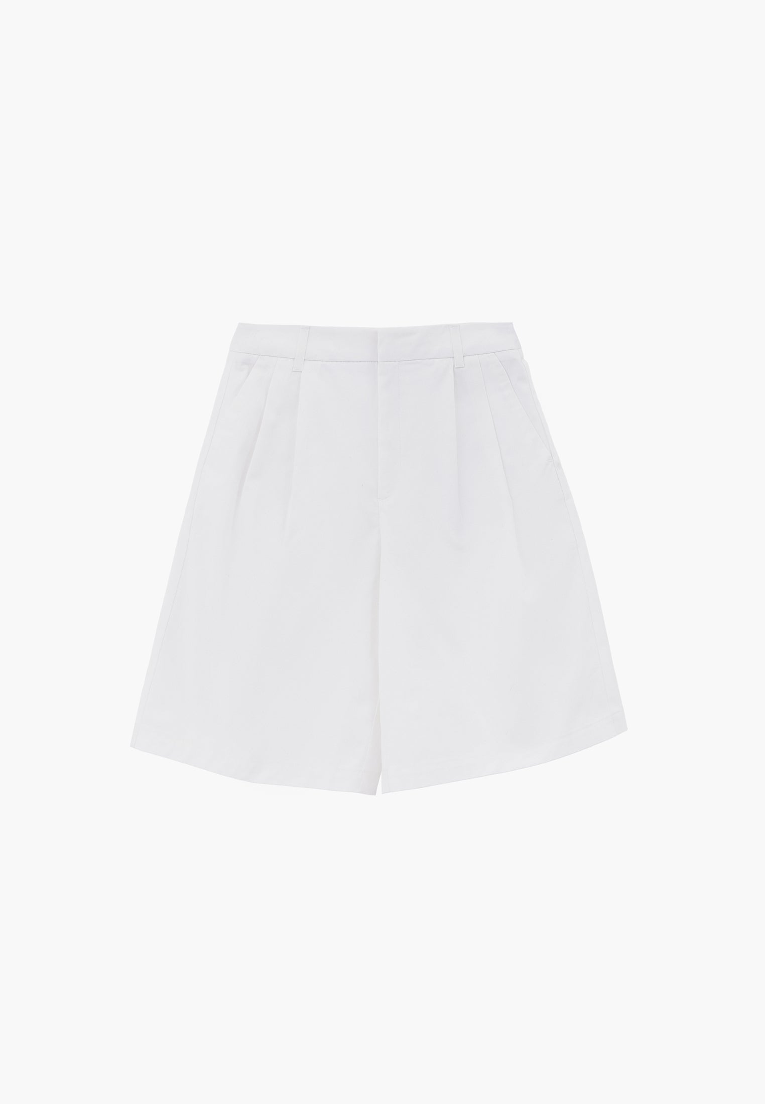 Pleated High Waist Midi Shorts - WHITE