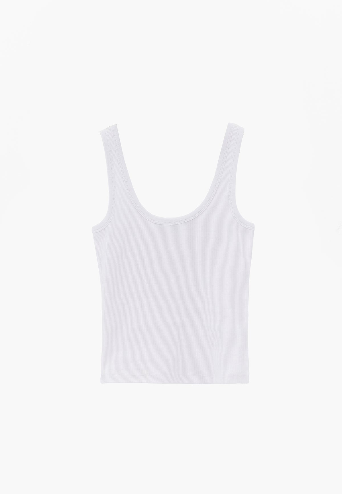 U Neck Bodycon Ribbed Tank Top - WHITE
