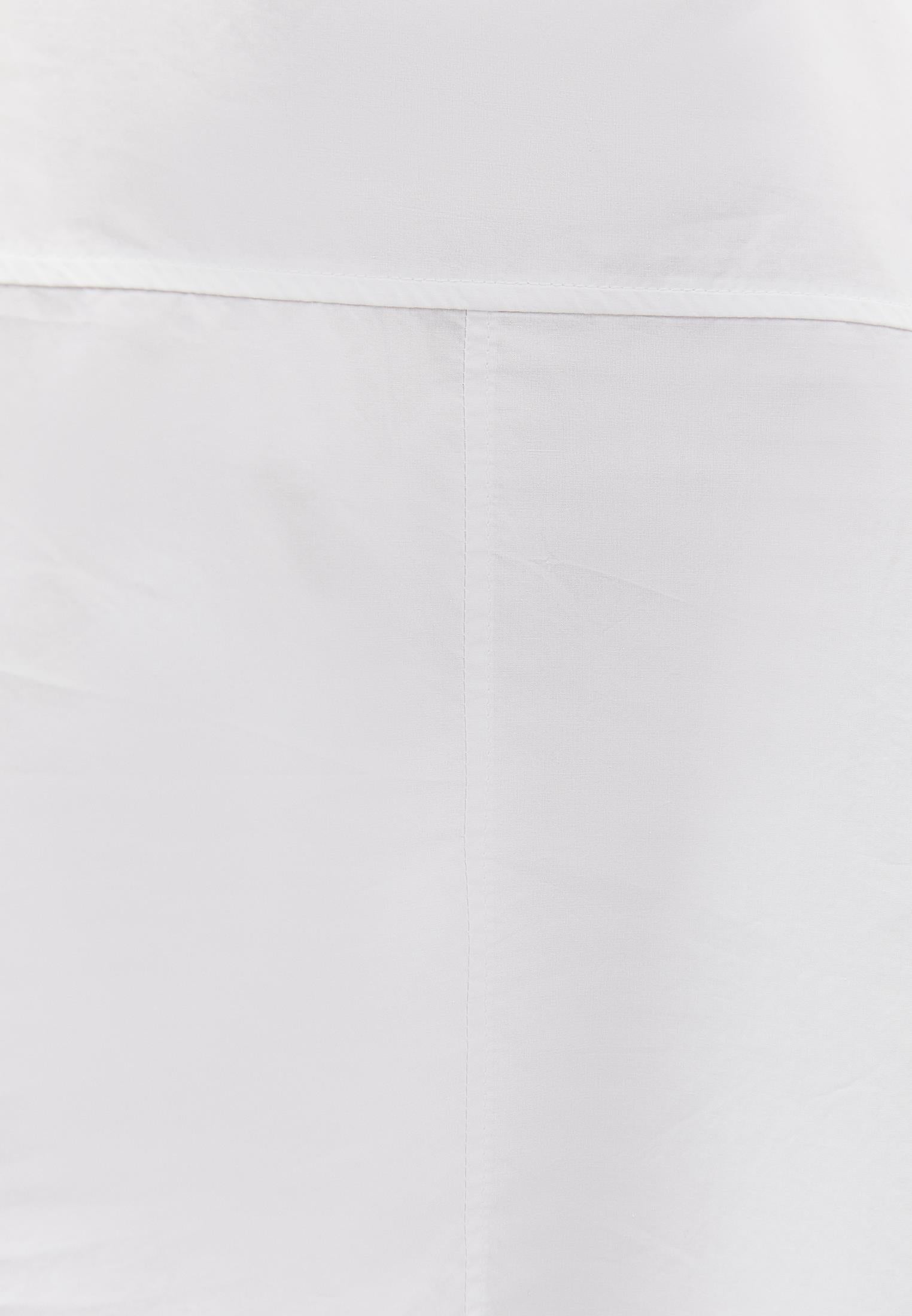 Oversized Short-Sleeve Band Collar Shirt - WHITE